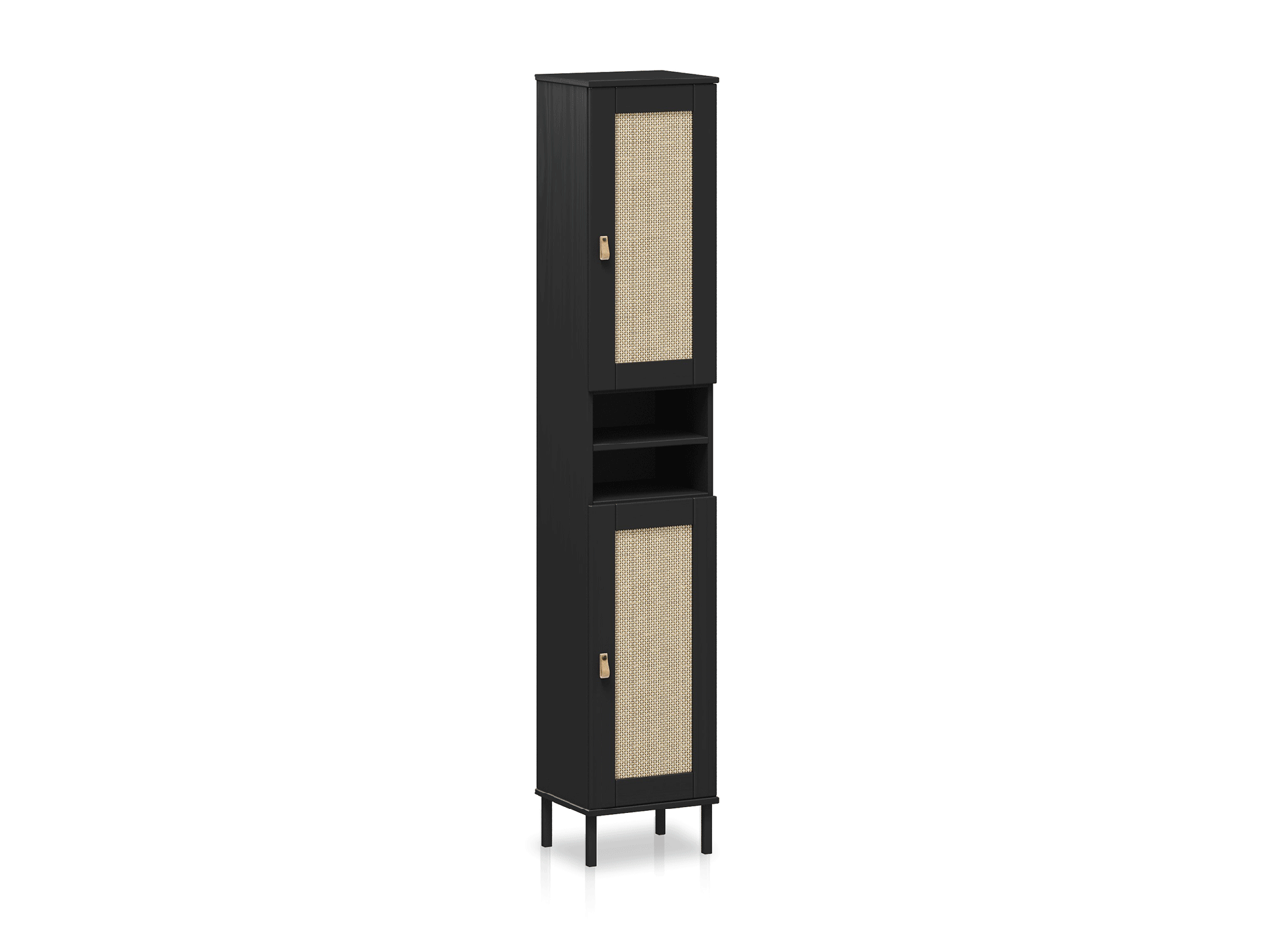 CINOY Regal II fürs Badezimmer, Material Massivholz, Kiefer lackiert schwarz