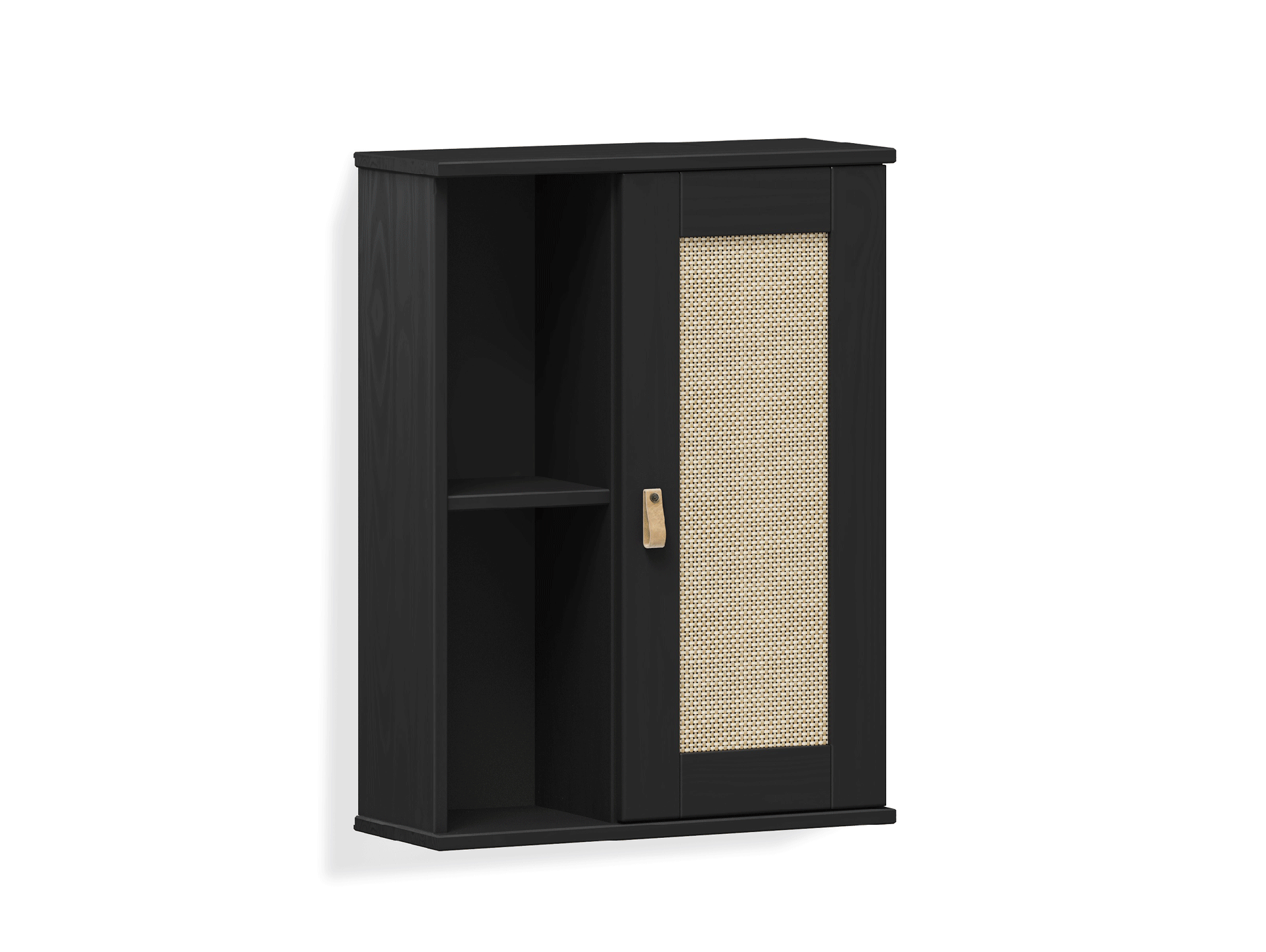 CINOY Hängeelement fürs Badezimmer, Material Massivholz, Kiefer lackiert schwarz
