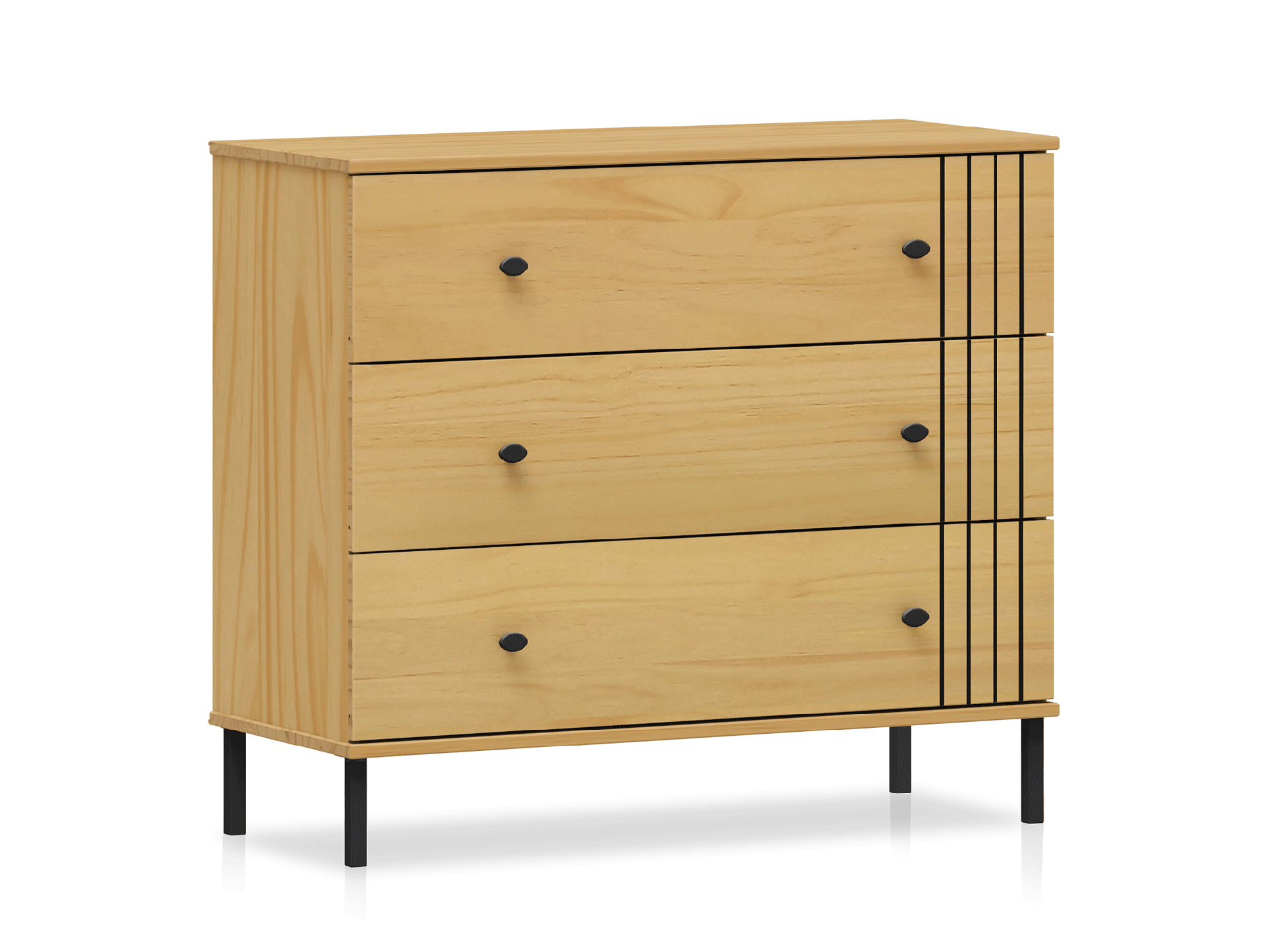 AYKO Sideboard I, Material Massivholz, Kiefer eichefarbig lackiert 