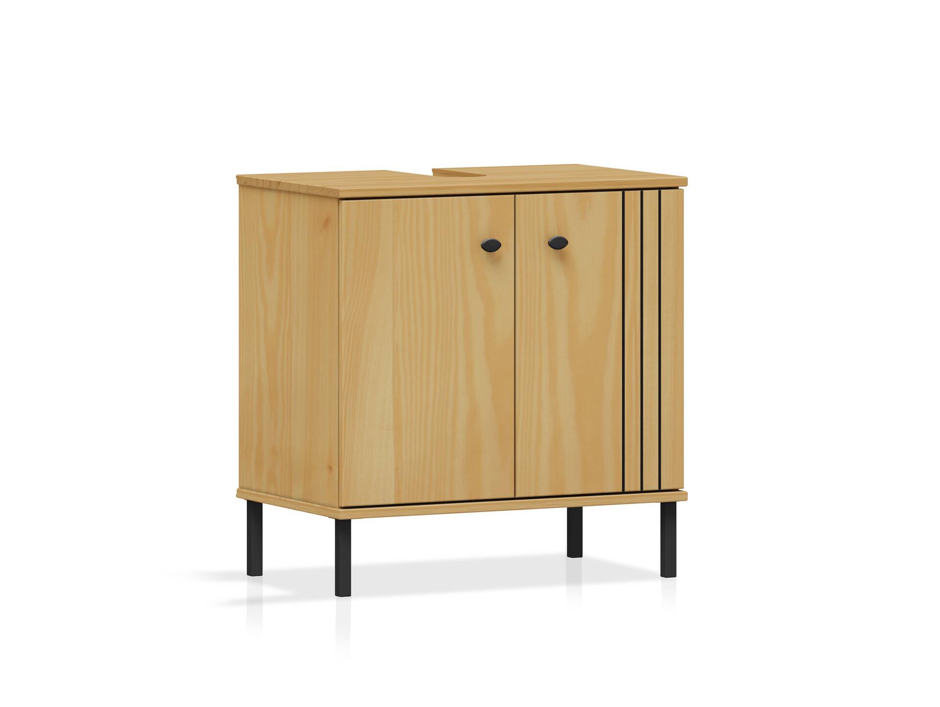 AYKO Waschbeckenunterschrank, Material Massivholz, Kiefer eichefarbig lackiert 