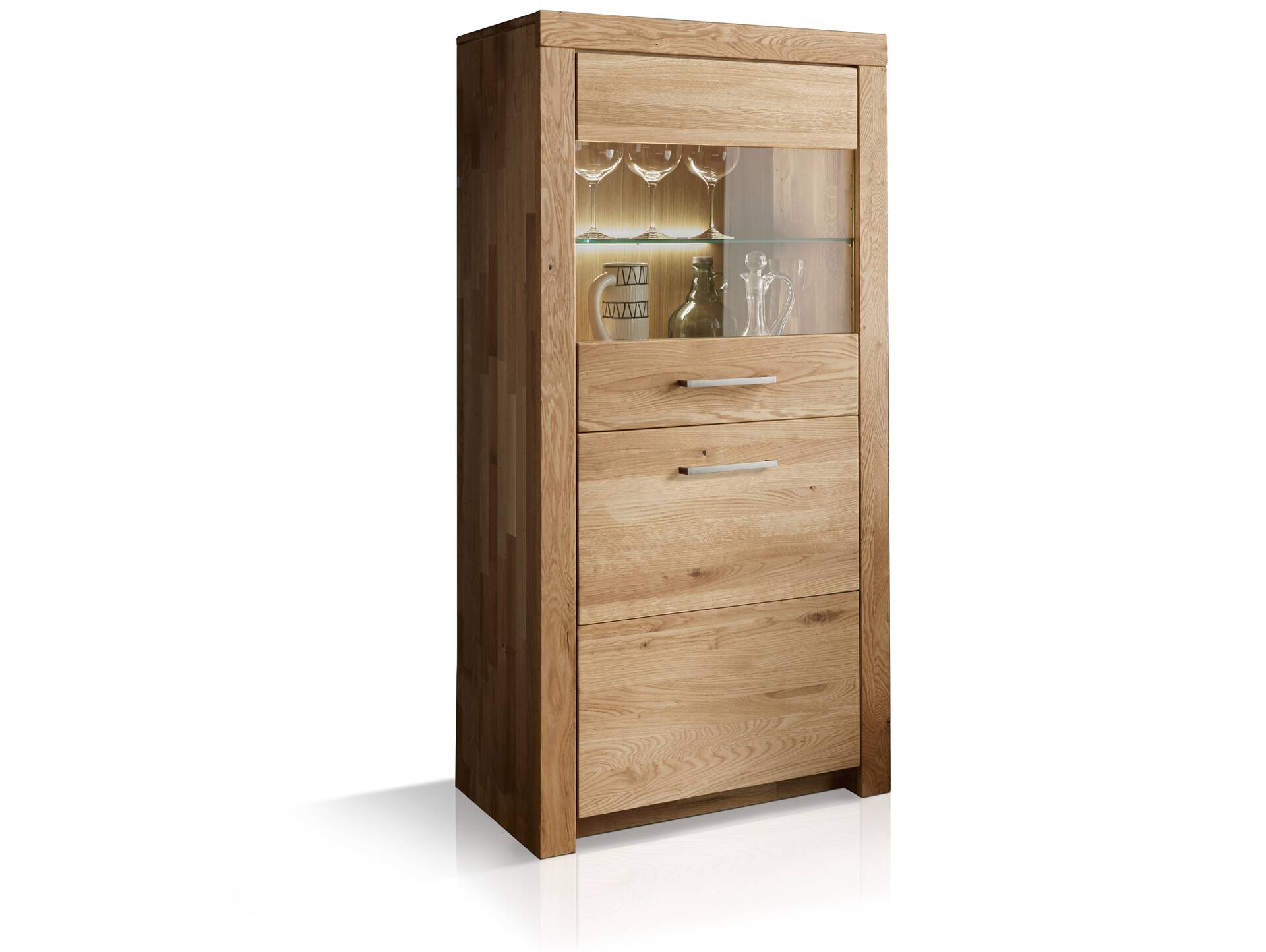 KAMILLA Highboard III, Material Massivholz, Wildeiche geölt 