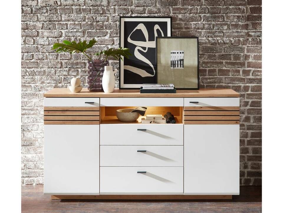 FABINA Sideboard, Material Dekorspanplatte, Artisan  Eiche Nachbildung/weiss 