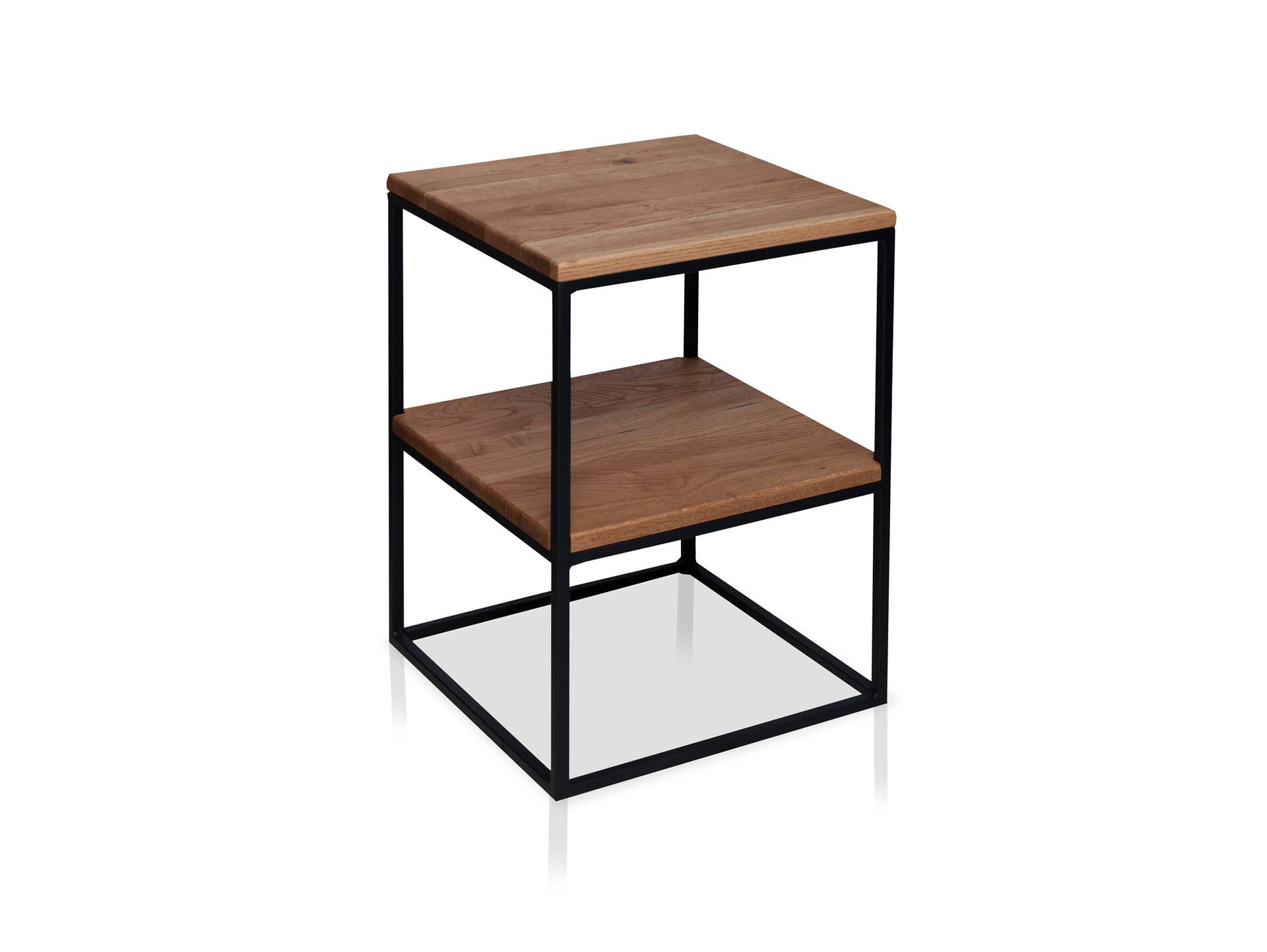 MORLY Beistelltisch, Material Massivholz/Metall, Eiche geölt/schwarz 