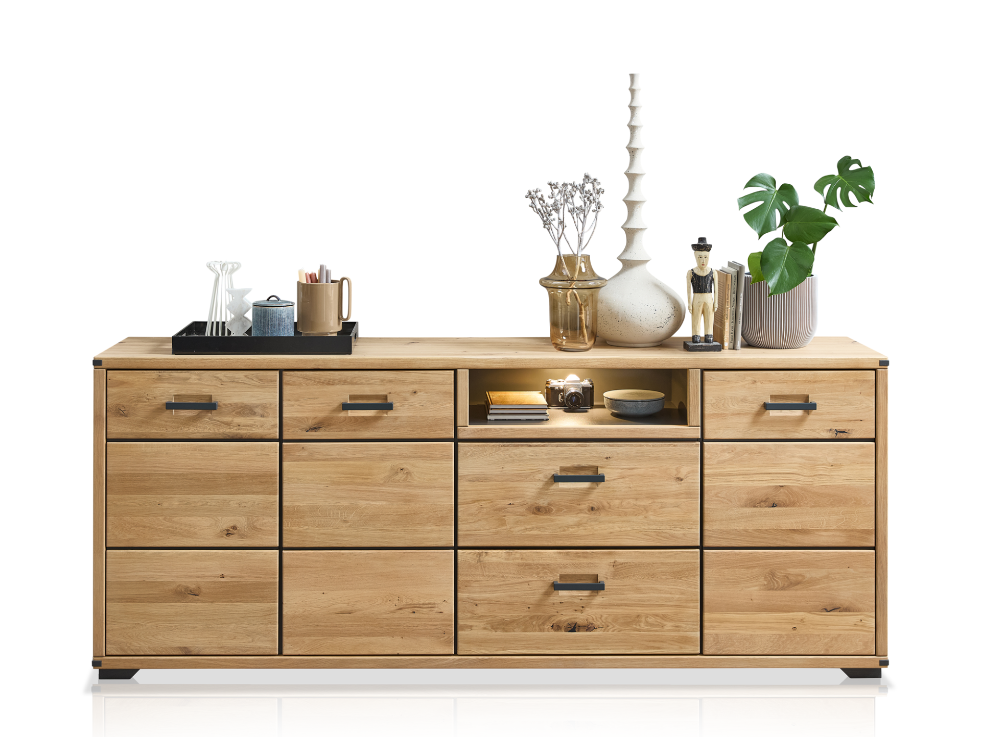 GOJA Sideboard II, teilmassiv, Artisan Eiche / graphitfarbig 
