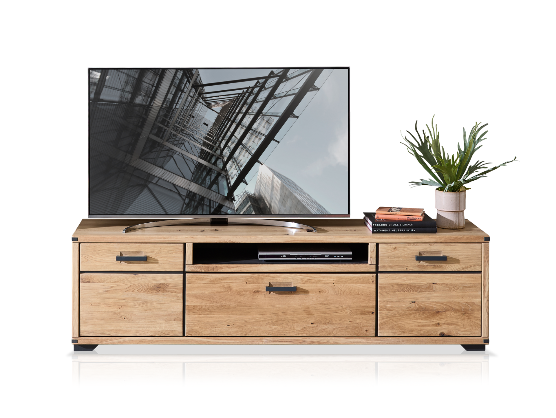 GOJA TV-Element, Material teilmassiv, Artisan Wildeiche/graphitfarbig 