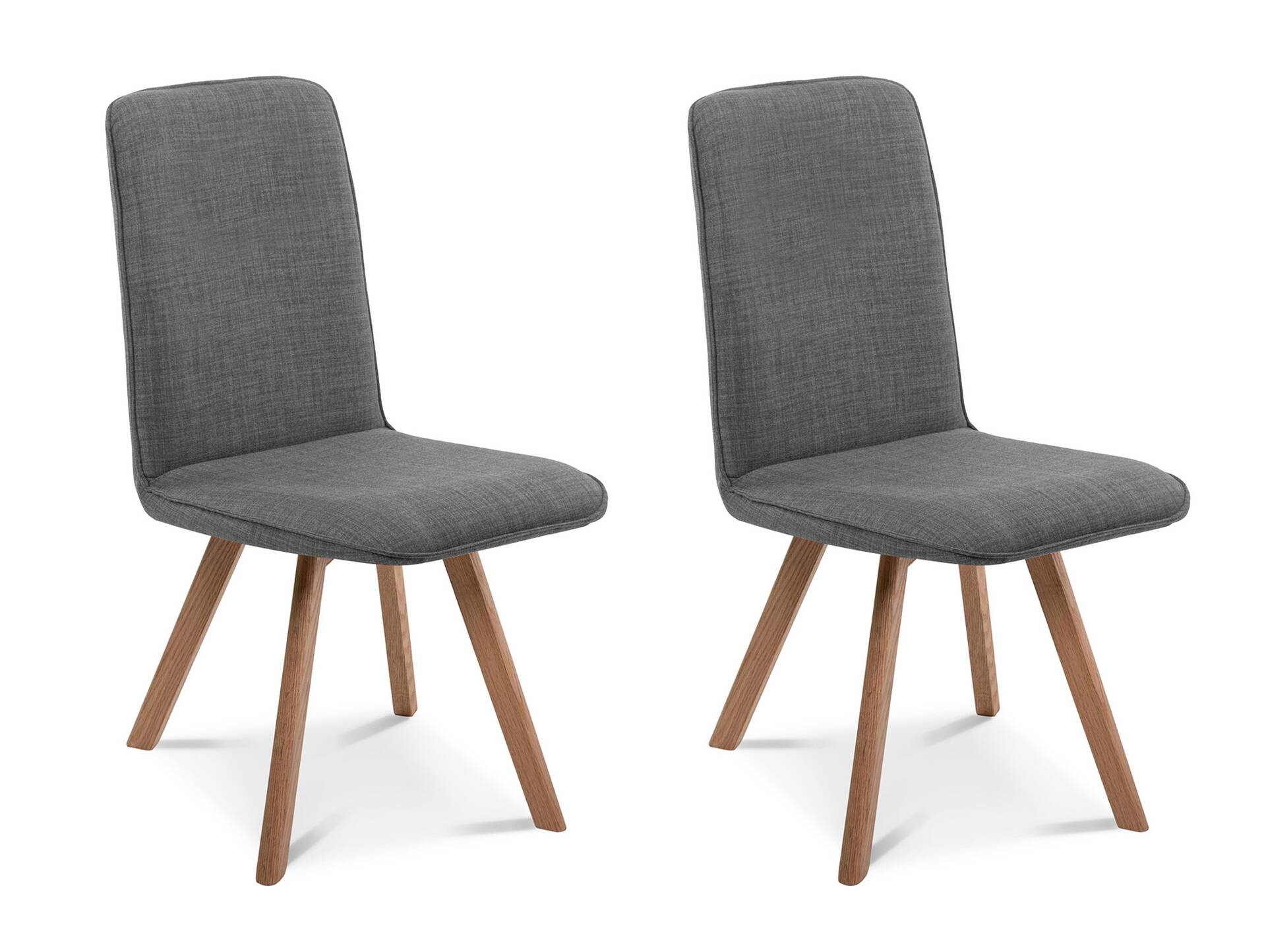 GLORIA 2er SET Polsterstühle, Gestell Massivholz ohne Drehfunktion | Stoff | grau