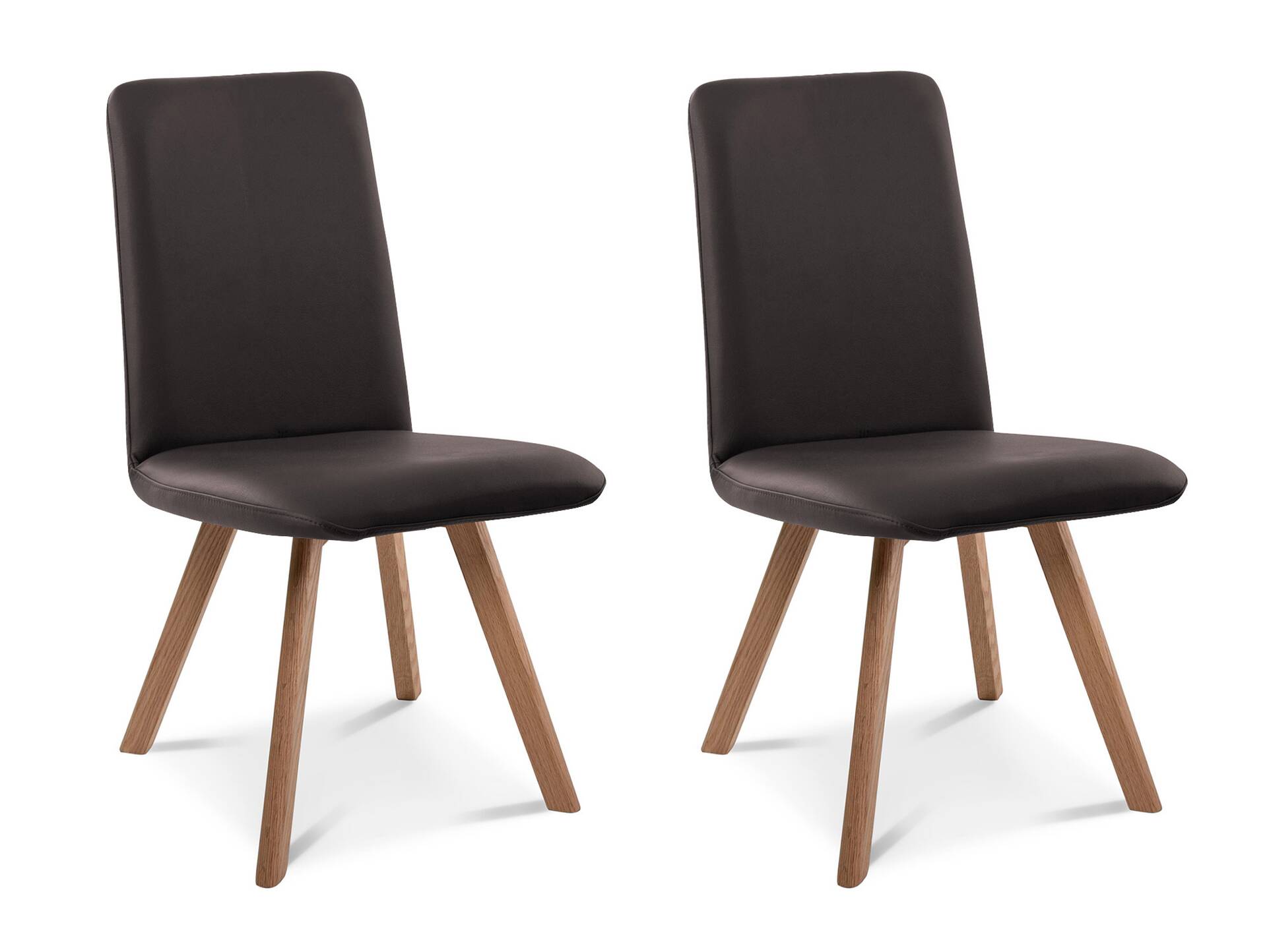 GLORIA 2er SET Polsterstühle, Gestell Massivholz ohne Drehfunktion | Echtleder | braun