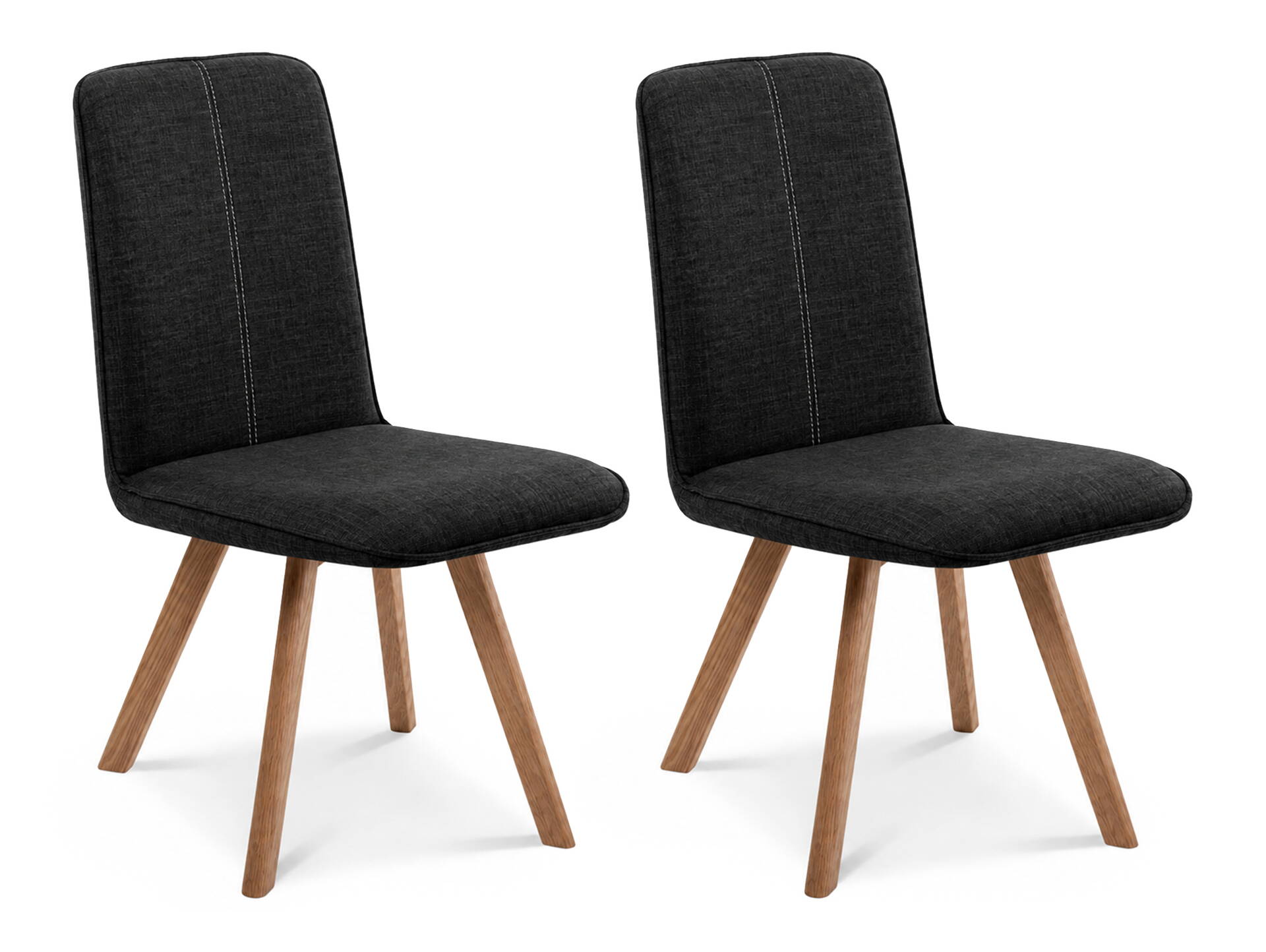 GLORIA 2er SET Polsterstühle, Gestell Massivholz ohne Drehfunktion | Stoff | anthrazit