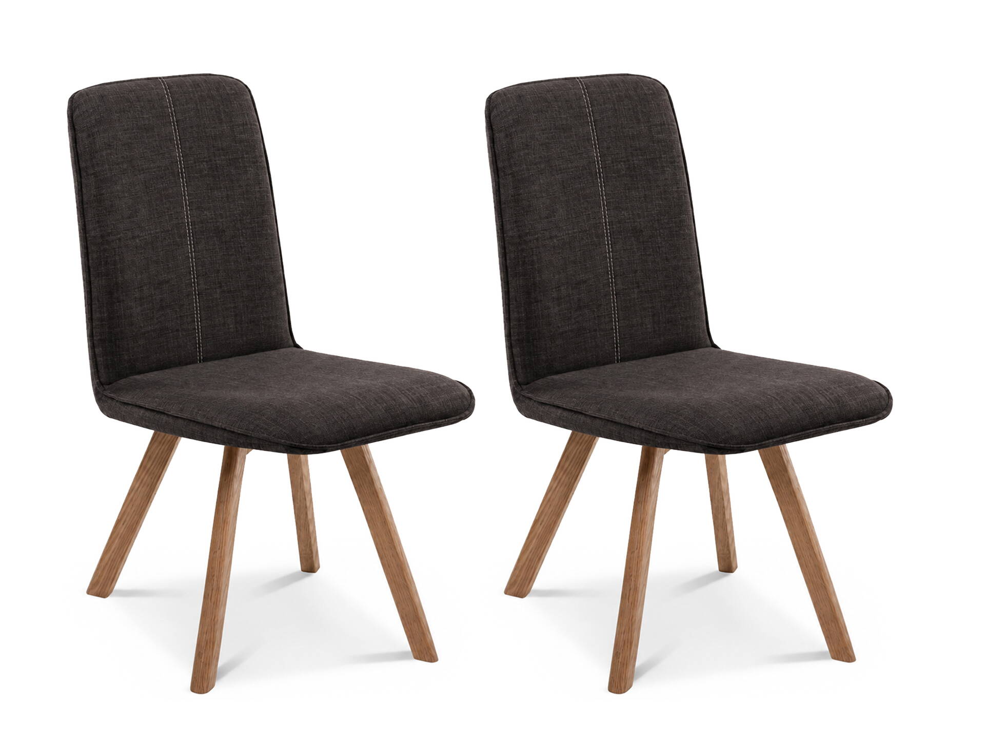 GLORIA 2er SET Polsterstühle, Gestell Massivholz ohne Drehfunktion | Stoff | braun