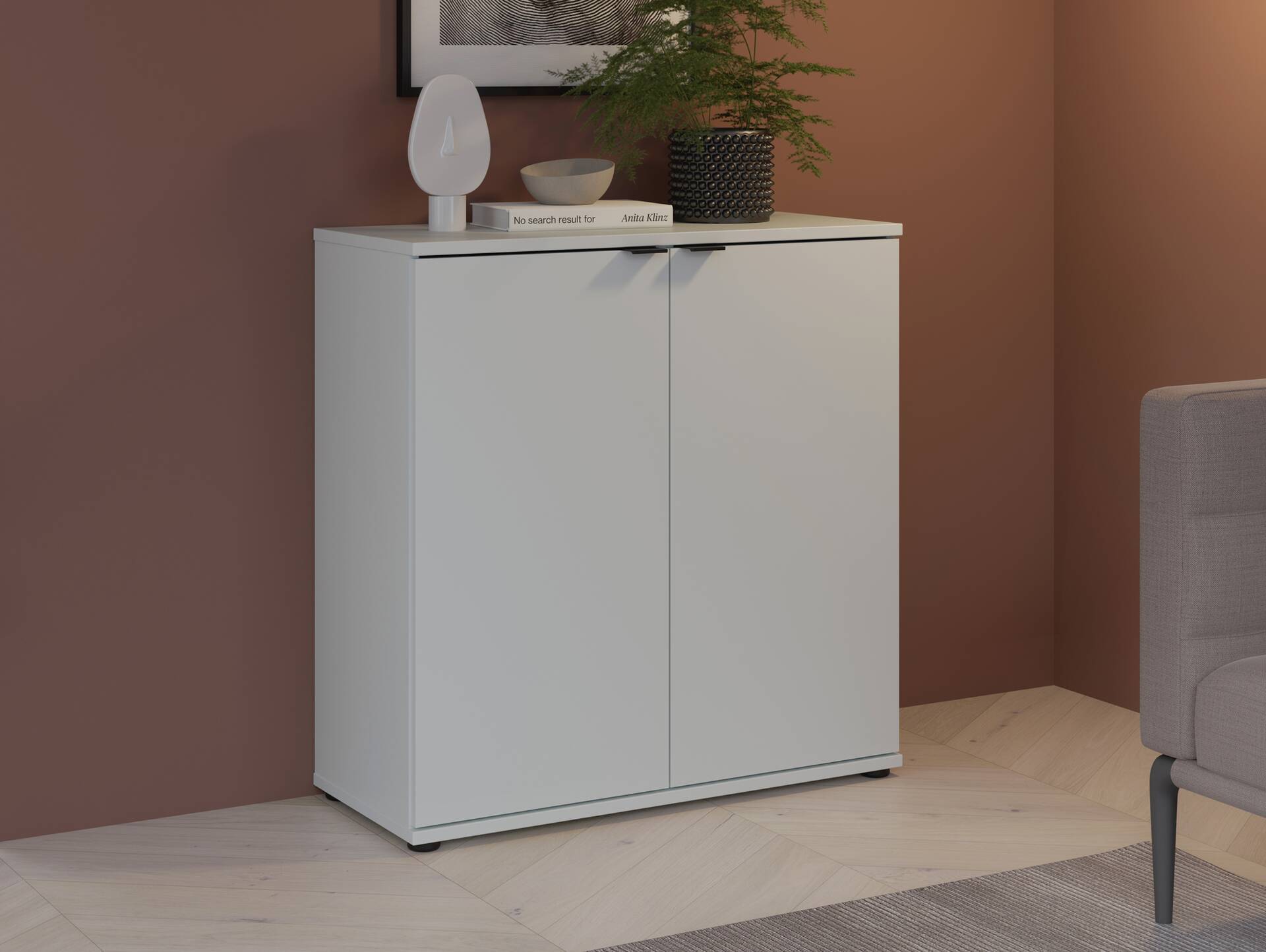 GINNY Kommode I, Material Spanplatte Hellgrau