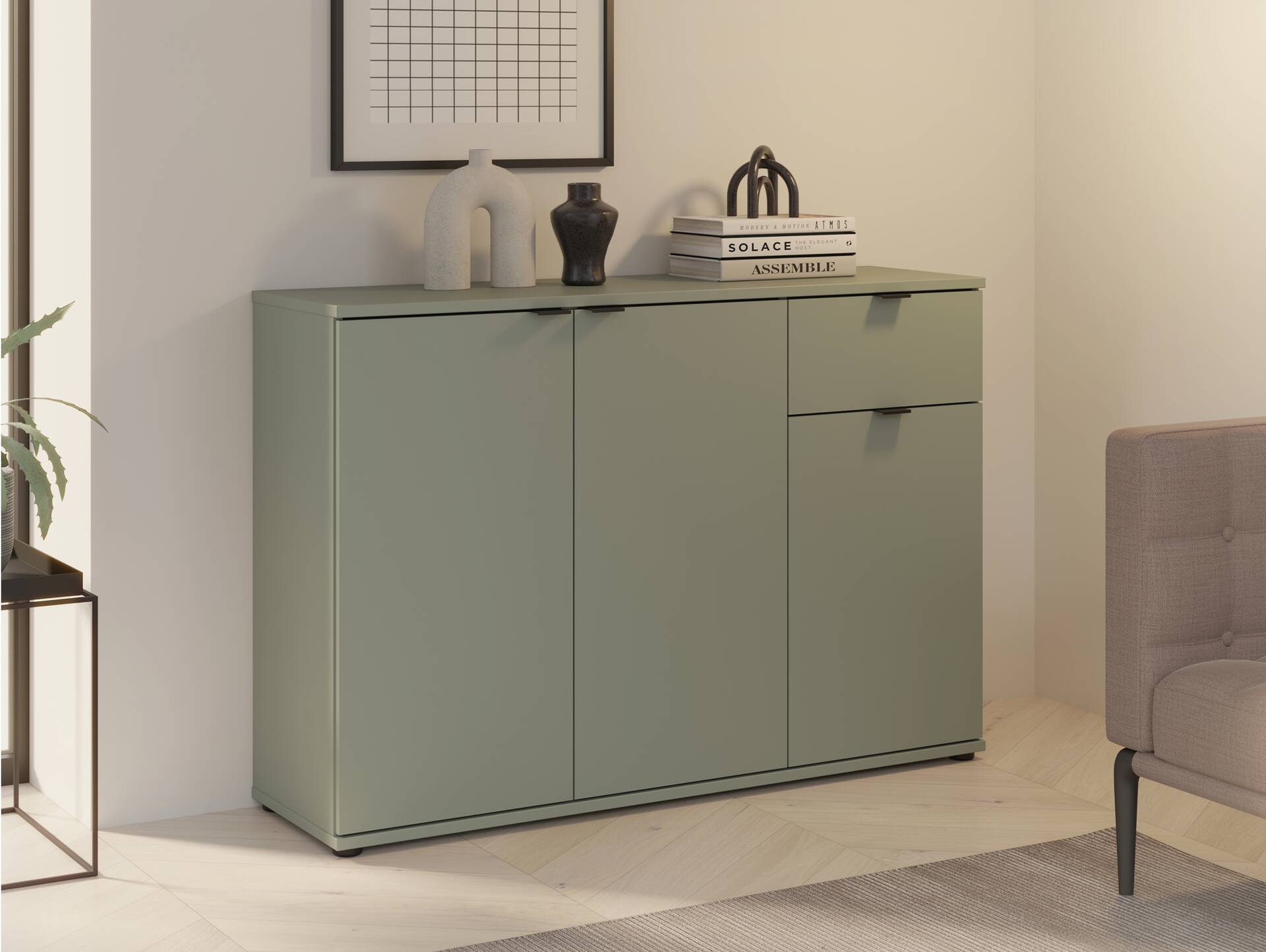 GINNY Kommode III, Material Spanplatte Salbei