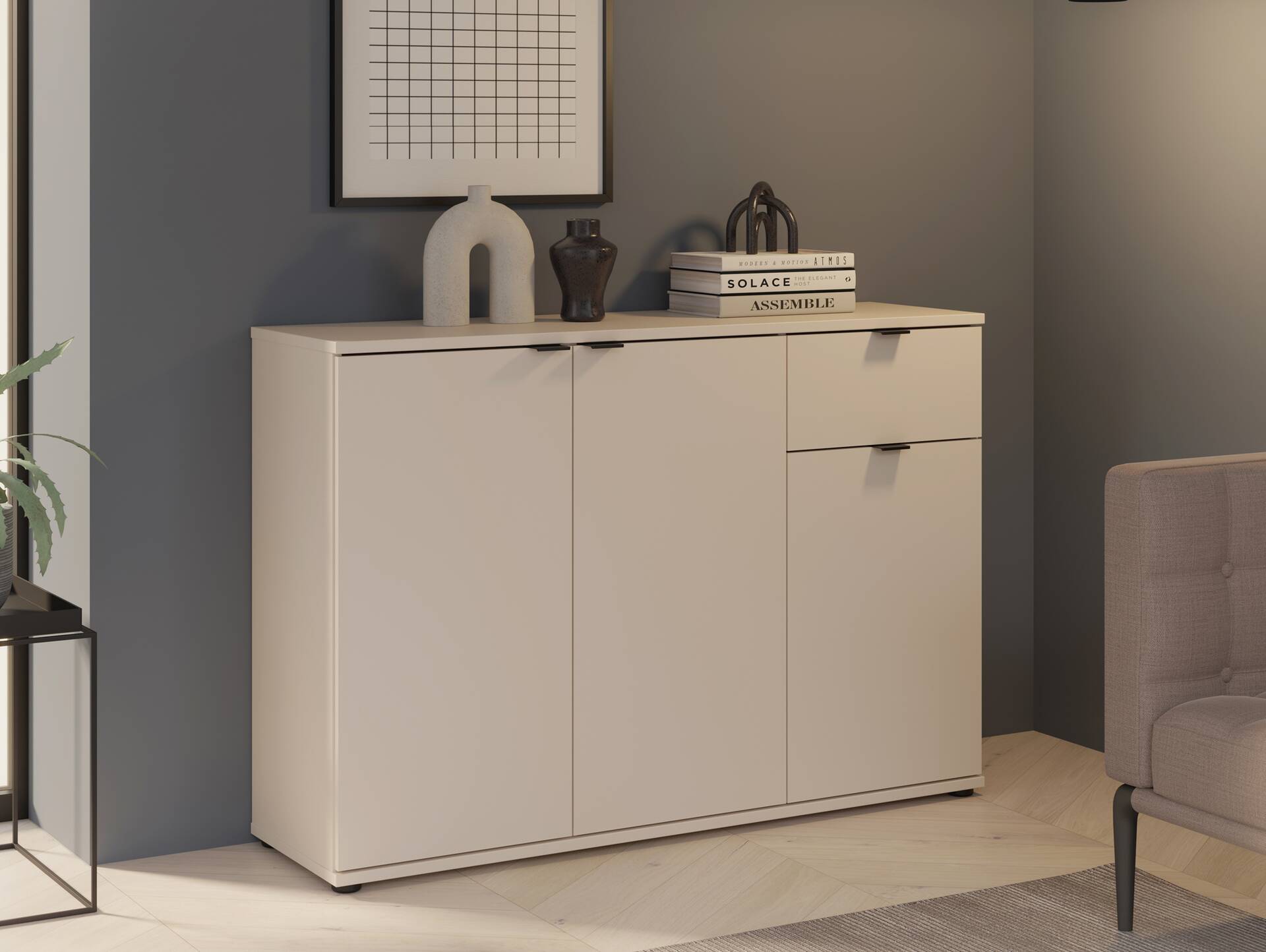 GINNY Kommode III, Material Spanplatte Sand