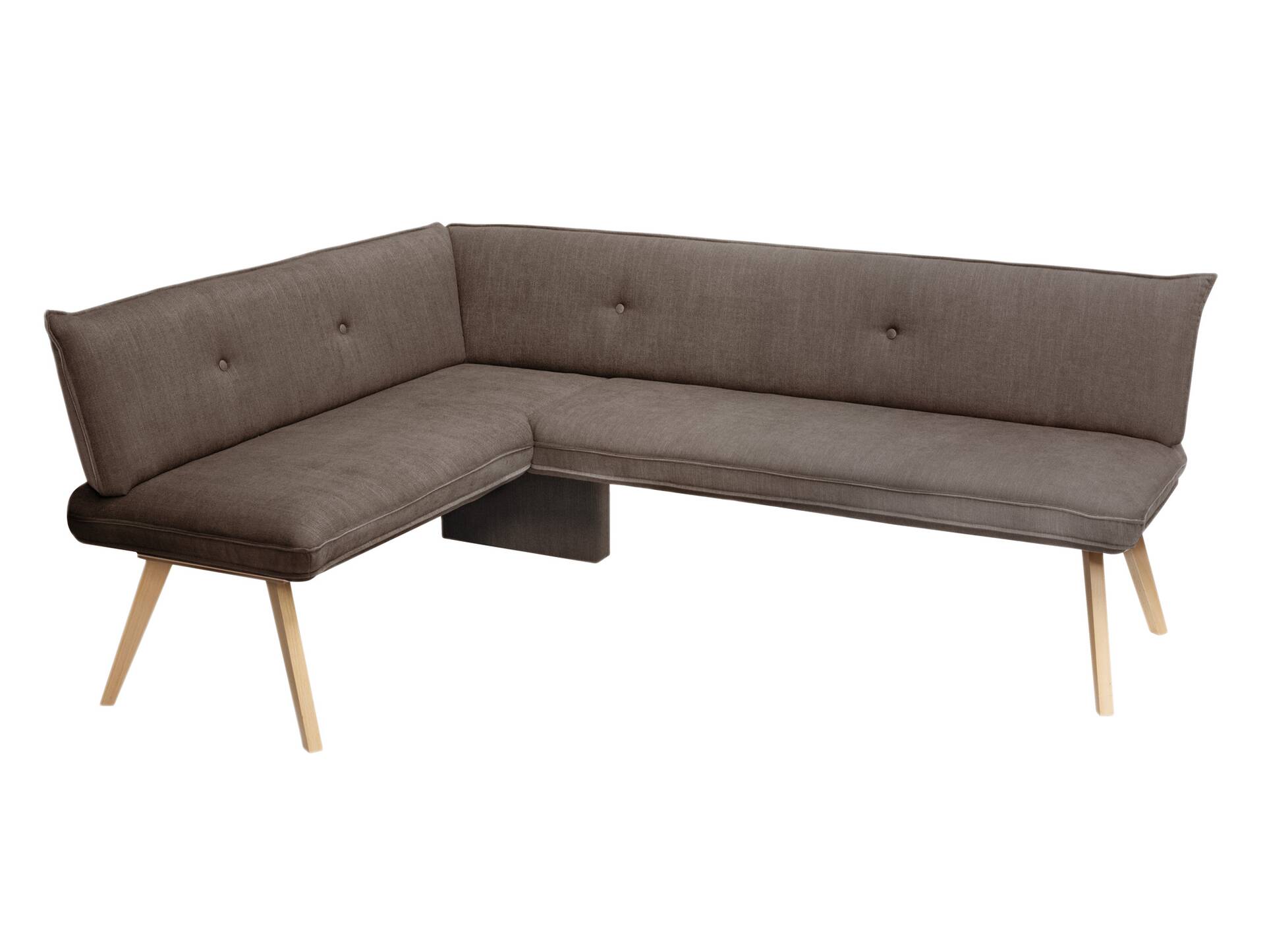 GRADY I Eckbank, Gestell Massivholz/Stoffbezug 160 x 210 cm | braun