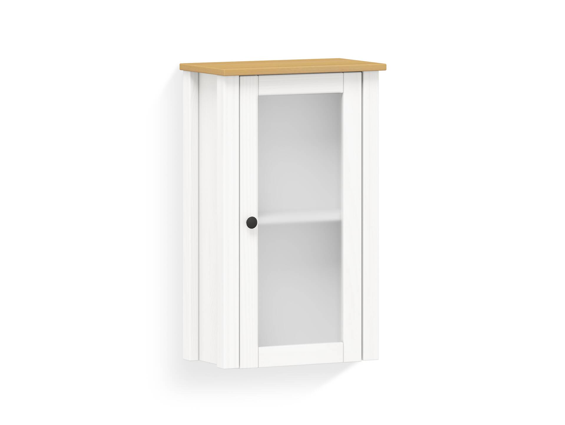 PARIS Badezimmer Hängeschrank, Material Massivholz Kiefer weiß/Buchefarbig