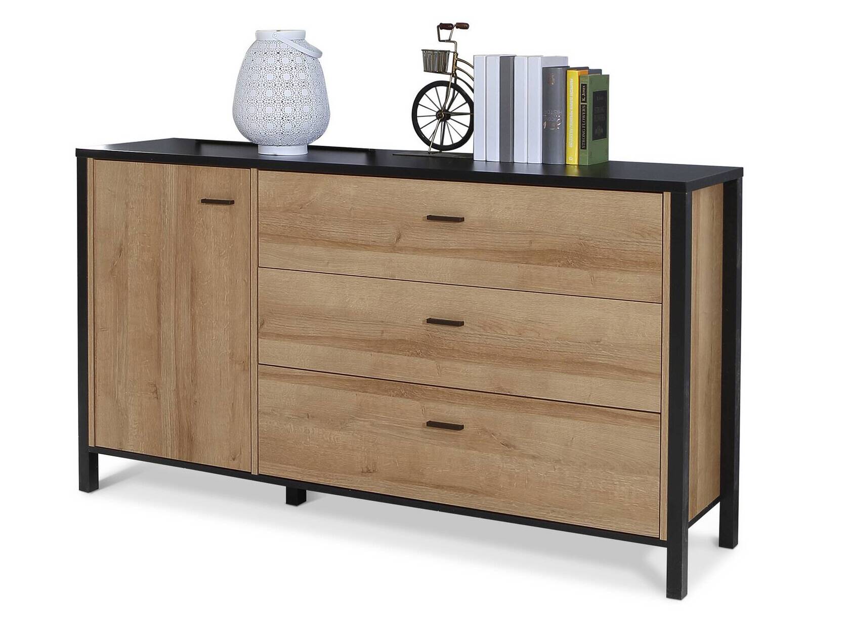 HAVANO Sideboard L, Material Dekorspanplatte, Riviera Eichefarbig/schwarz 