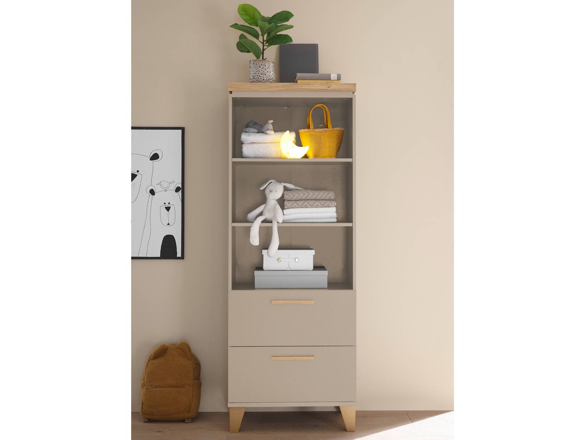 LENI Standregal, Material Spanplatte, Kaschmir/Eichefarbig 