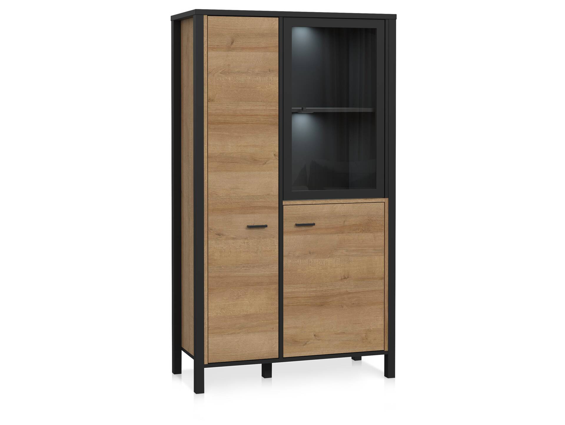 HAVANO Highboard II, Material Dekorspanplatte, Riviera Eichefarbig/schwarz 