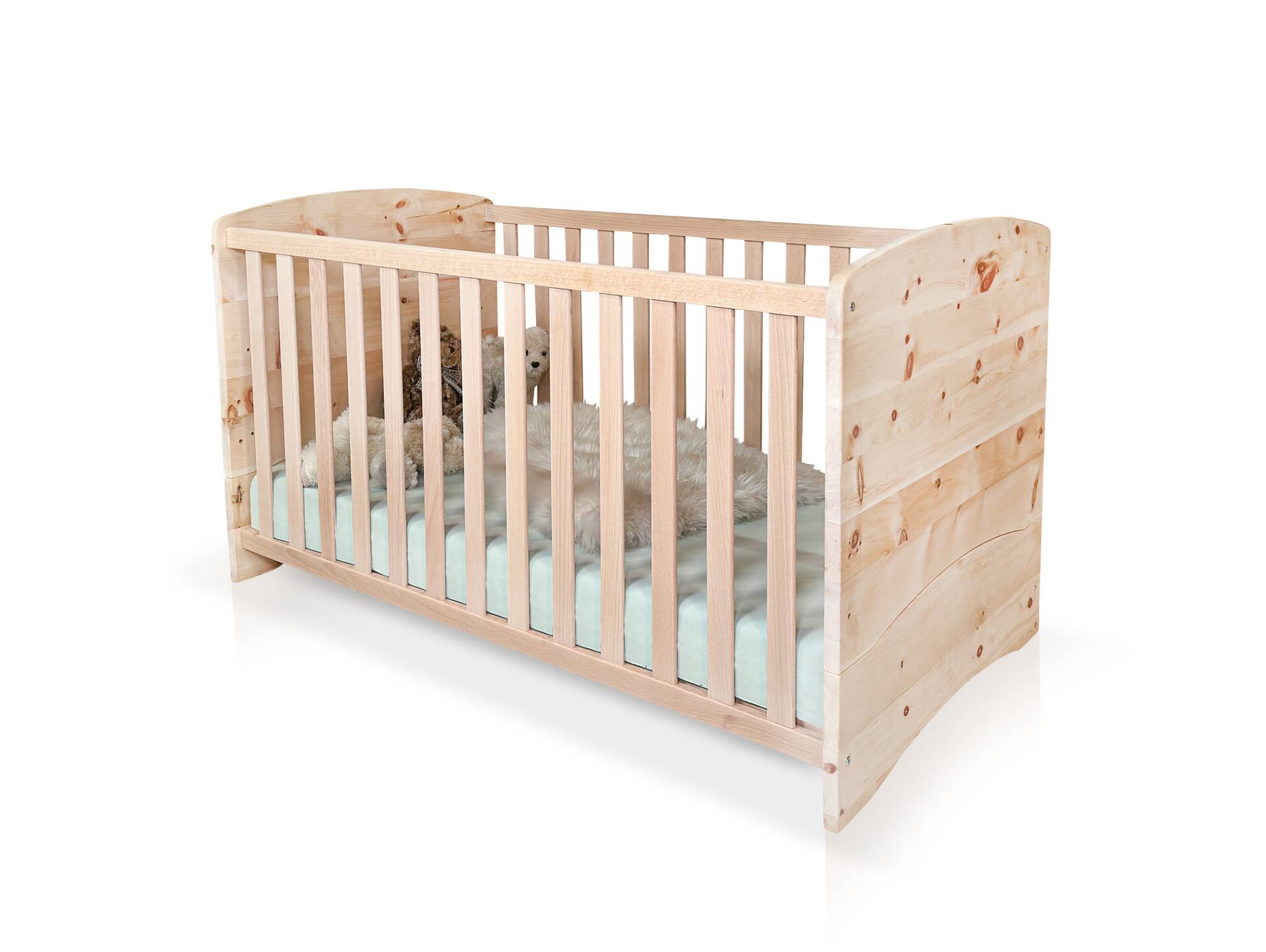 ALPENKIND Babybett 70x140 cm, Material Massivholz Zirbe unbehandelt