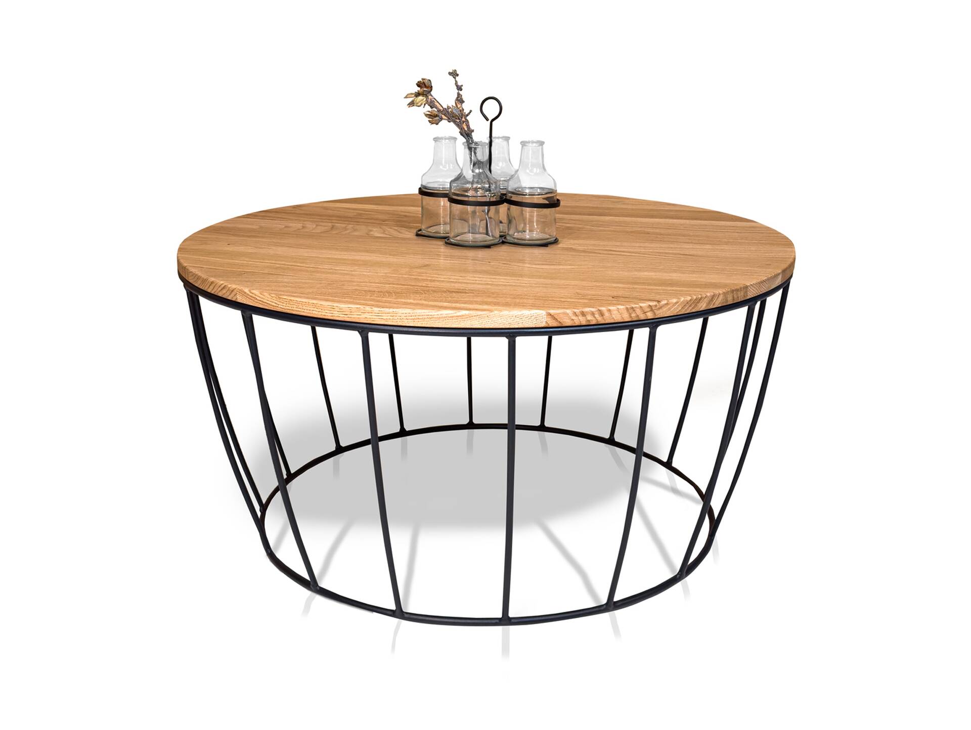 HERMI Couchtisch, Material Massivholz/Metall, Eiche geölt/schwarz 