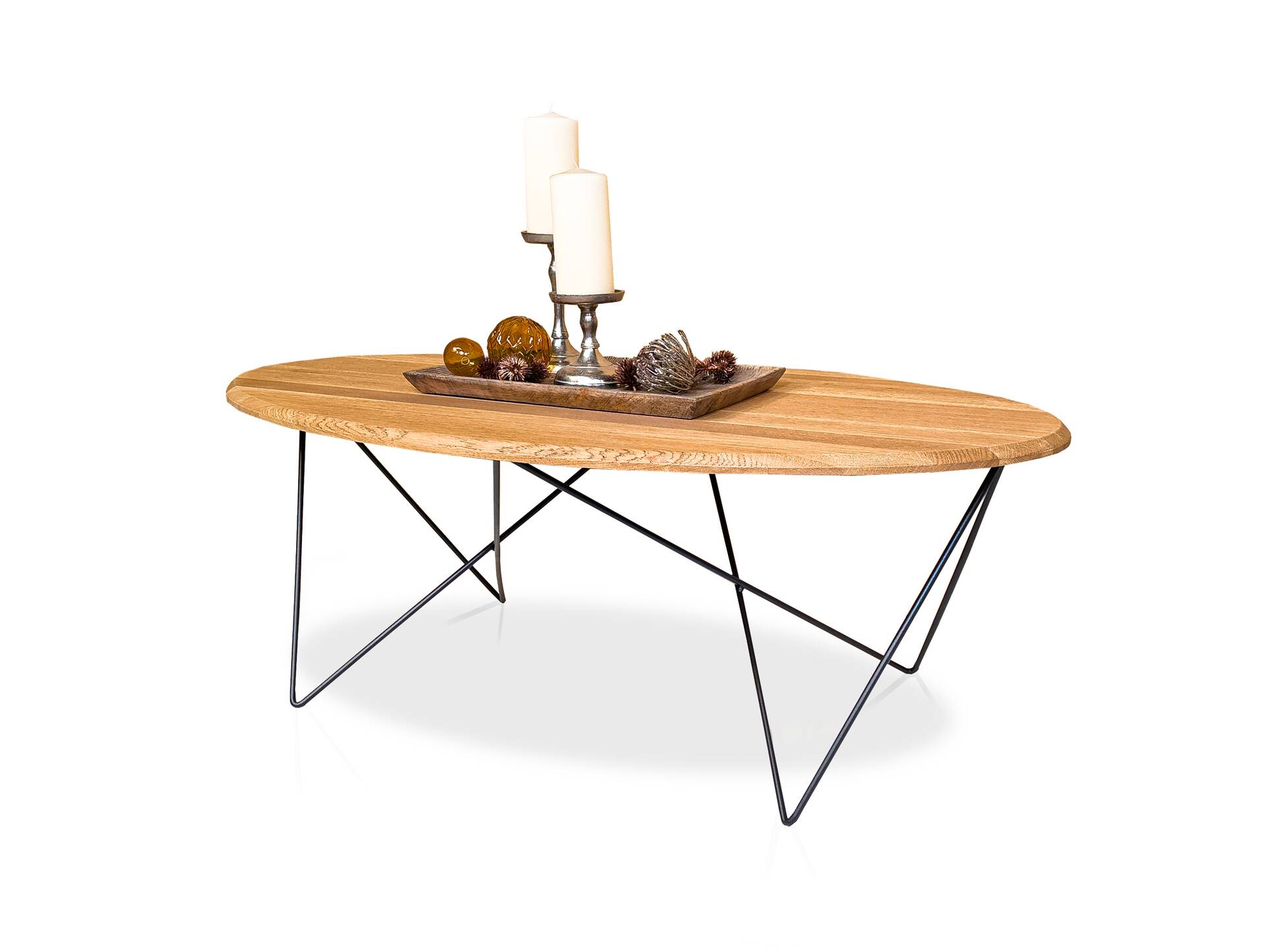 DOBBIN Couchtisch, Material Massivholz/Metall, Eiche geölt/schwarz 