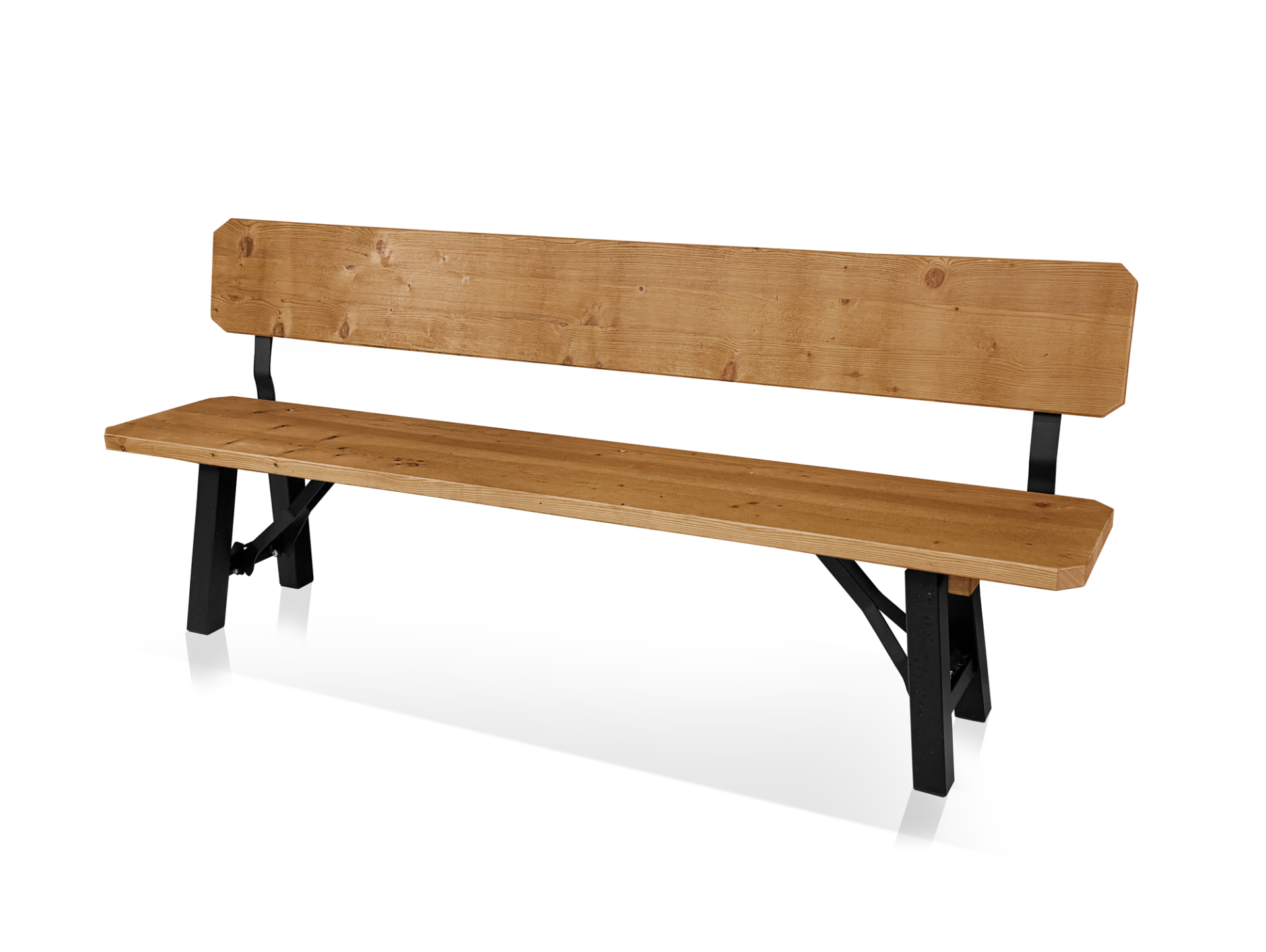 TEGERNSEE Gartenbank - klappbar, rustikale Altholzoptik, Material Massivholz/Metall, Thermo-Fichte 220 x 40 cm | Innenbereich | mit Rückenlehne