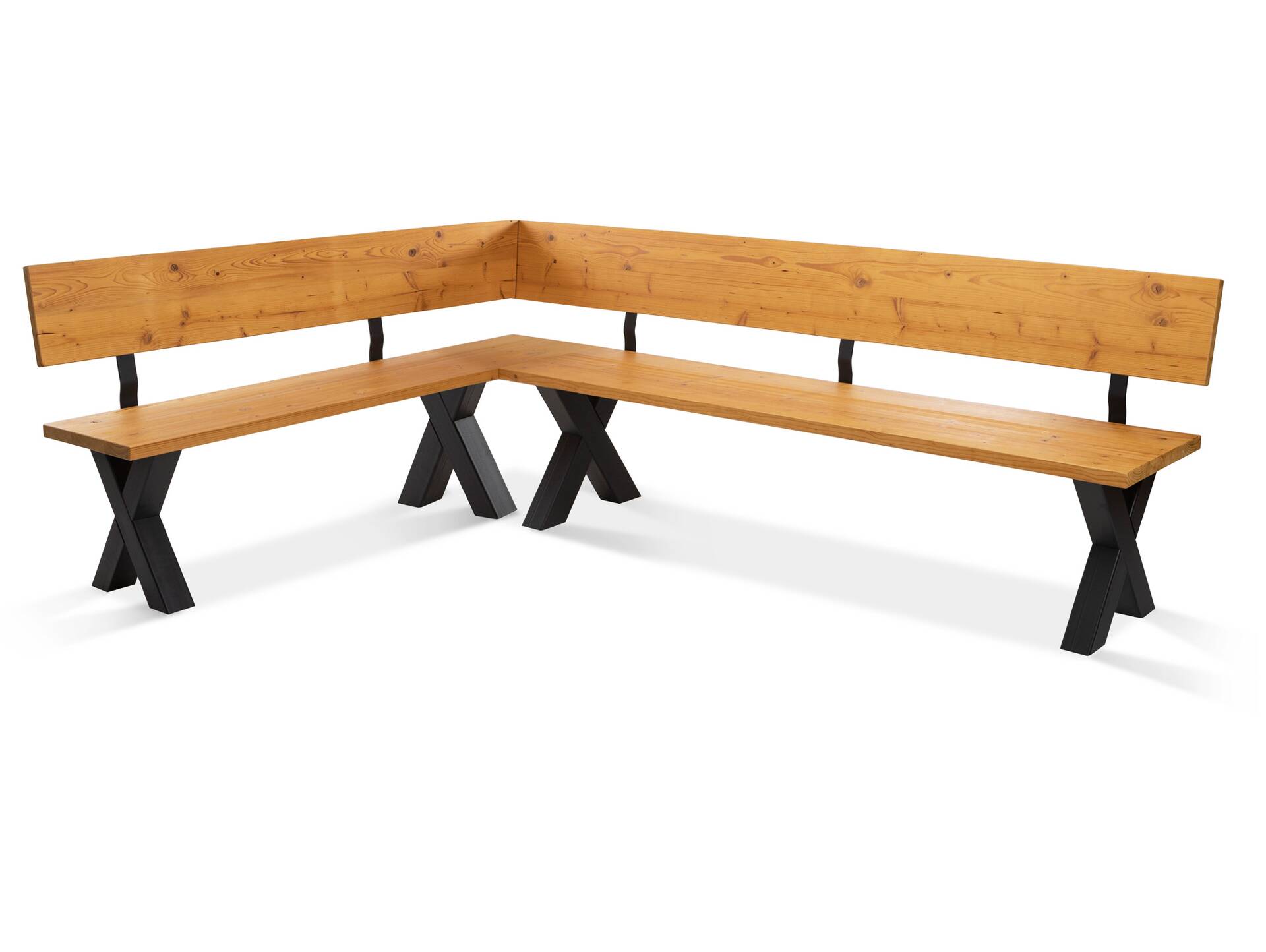 ALABAMA Eckbank mit X-Beinen, Altholzoptik, Material Massivholz, THERMO-Fichte lackiert 167 x 224 cm | natur