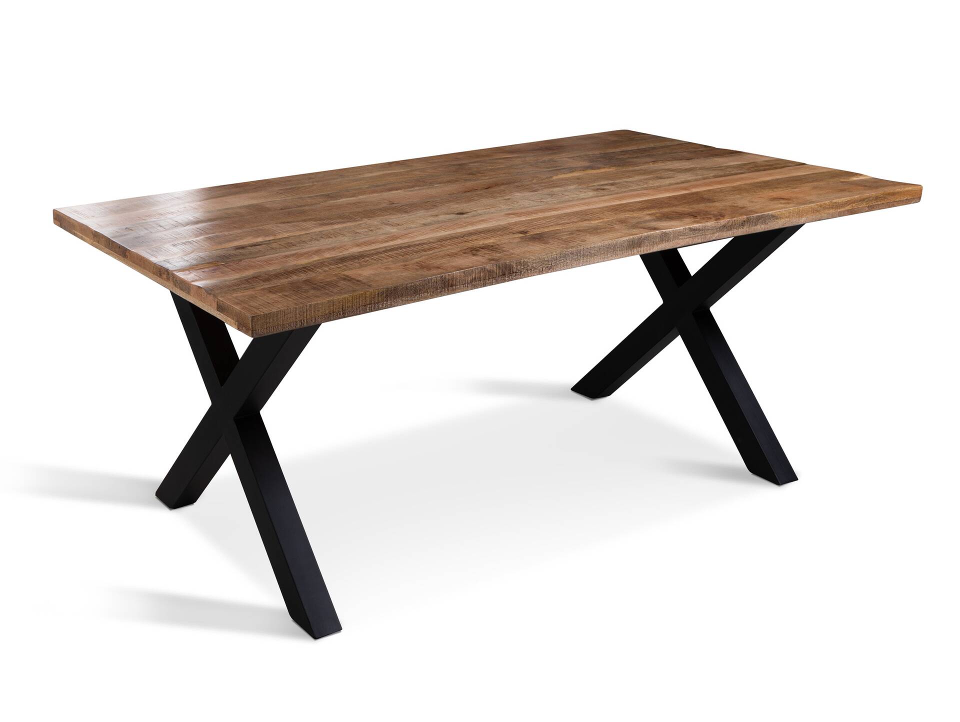 CAITANO Massivholztisch mit X-Beinen, Material Massivholz, Mango 140 x 90 cm