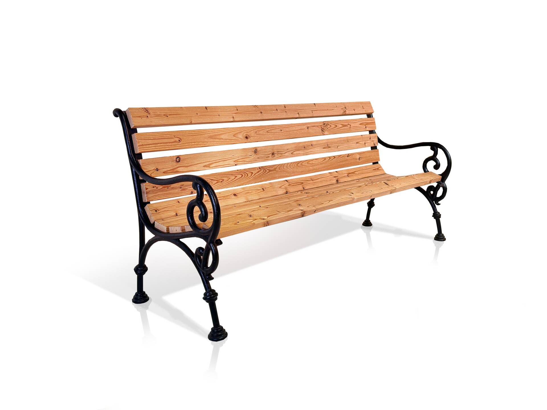 GODENA Gartenbank, Material Massivholz Lärche, Metallgestell schwarz 150 cm