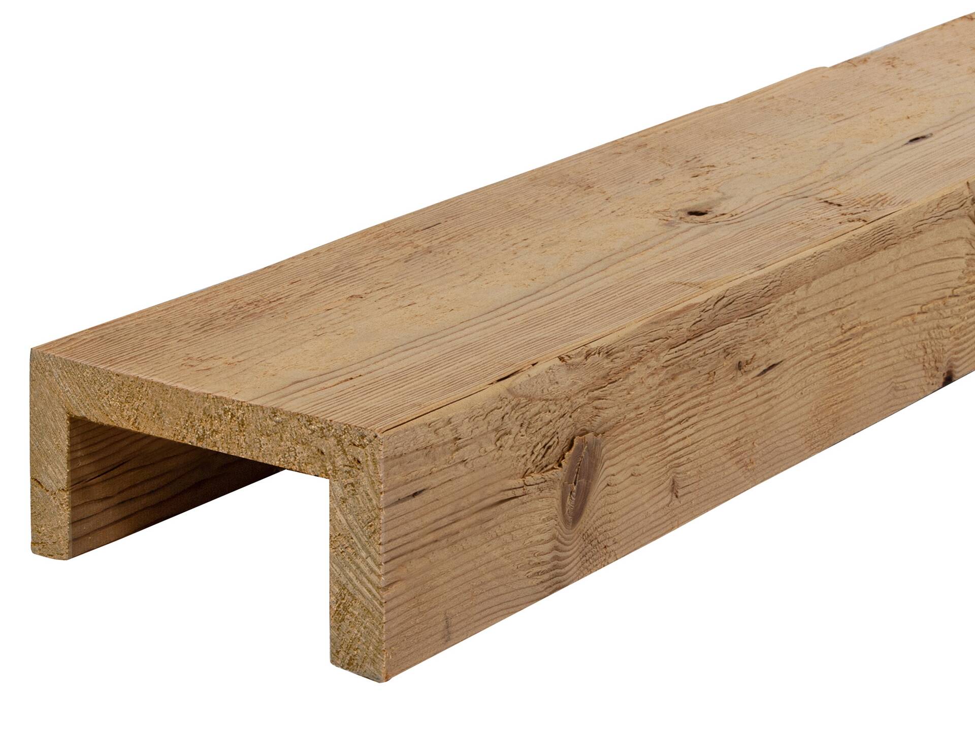 THERMO-U-Balken / Zierbalken gehackt, THERMO-Fichte, Material Massivholz 140 x 140 mm | 1 Meter