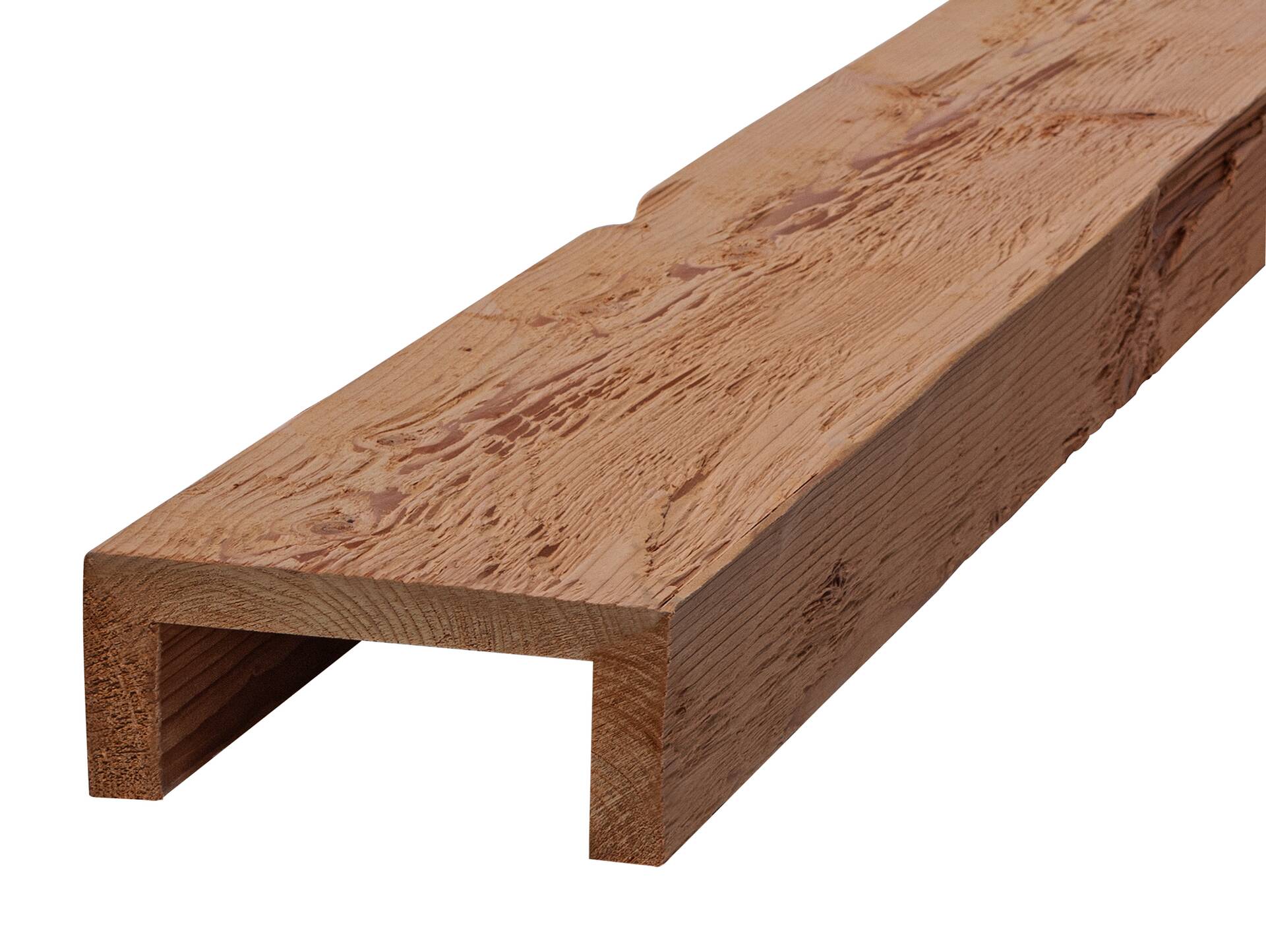 THERMO-U-Balken / Zierbalken gehackt, THERMO-Lärche, Material Massivholz 120 x 80 mm | 1 Meter