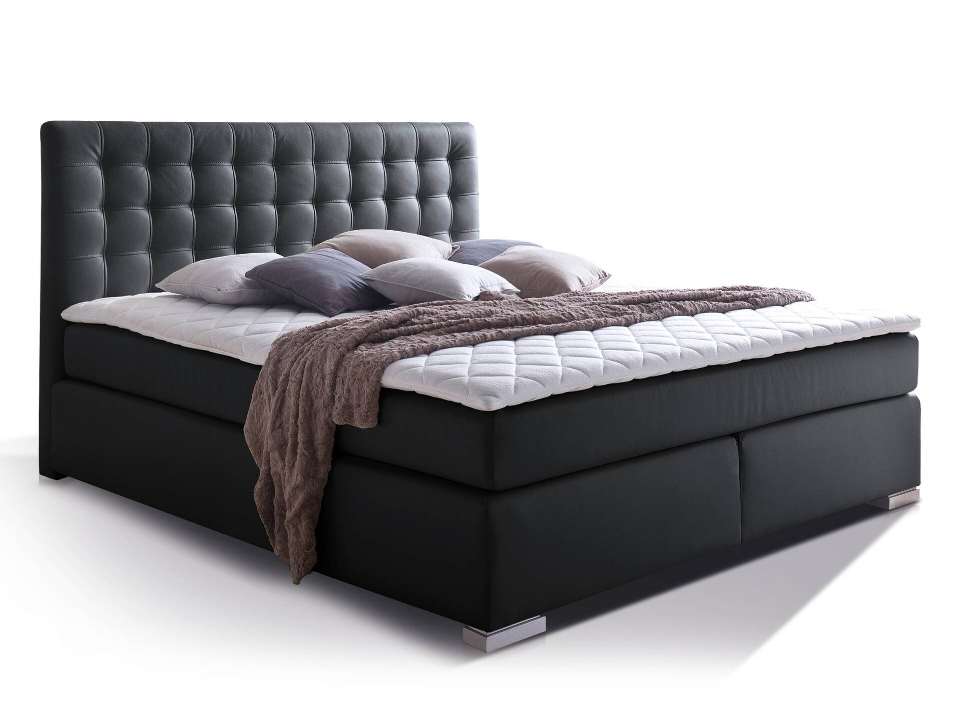 ISABELL PLUS Boxspringbett 180 x 200 cm | schwarz | Härtegrad 2