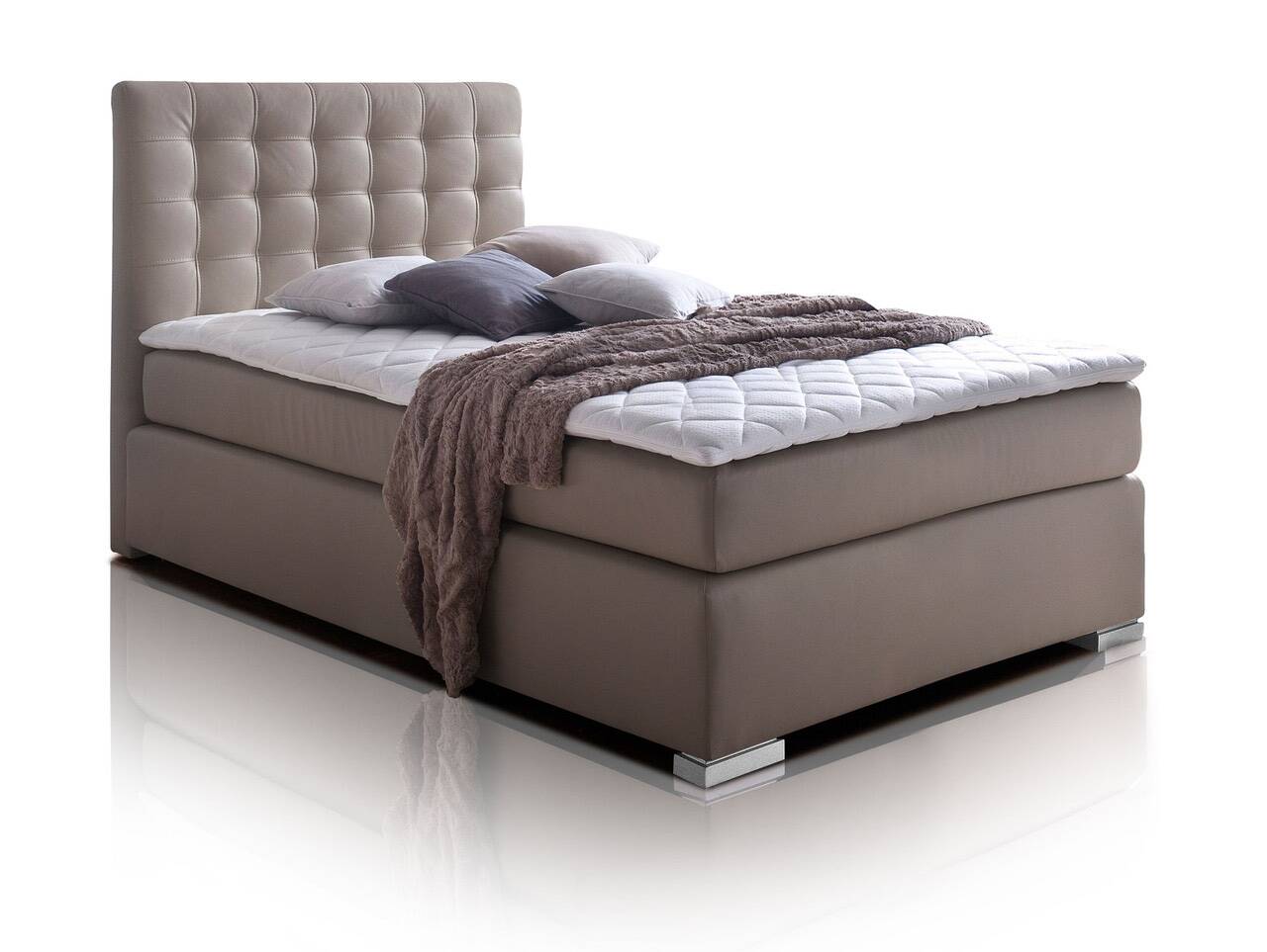 ISABELL PLUS Boxspringbett 90 x 220 cm | muddy | Härtegrad 2