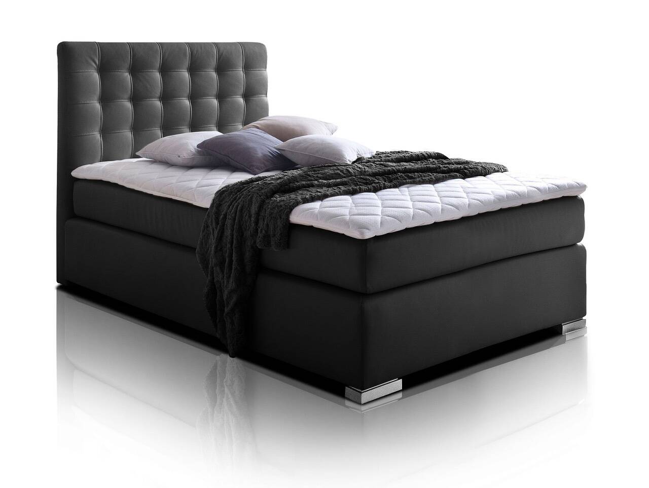 ISABELL PLUS Boxspringbett 90 x 220 cm | schwarz | Härtegrad 4