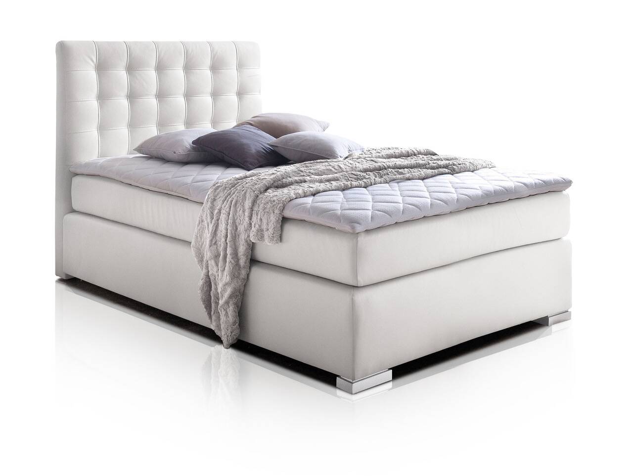 ISABELL PLUS Boxspringbett 90 x 200 cm | weiss | Härtegrad 2