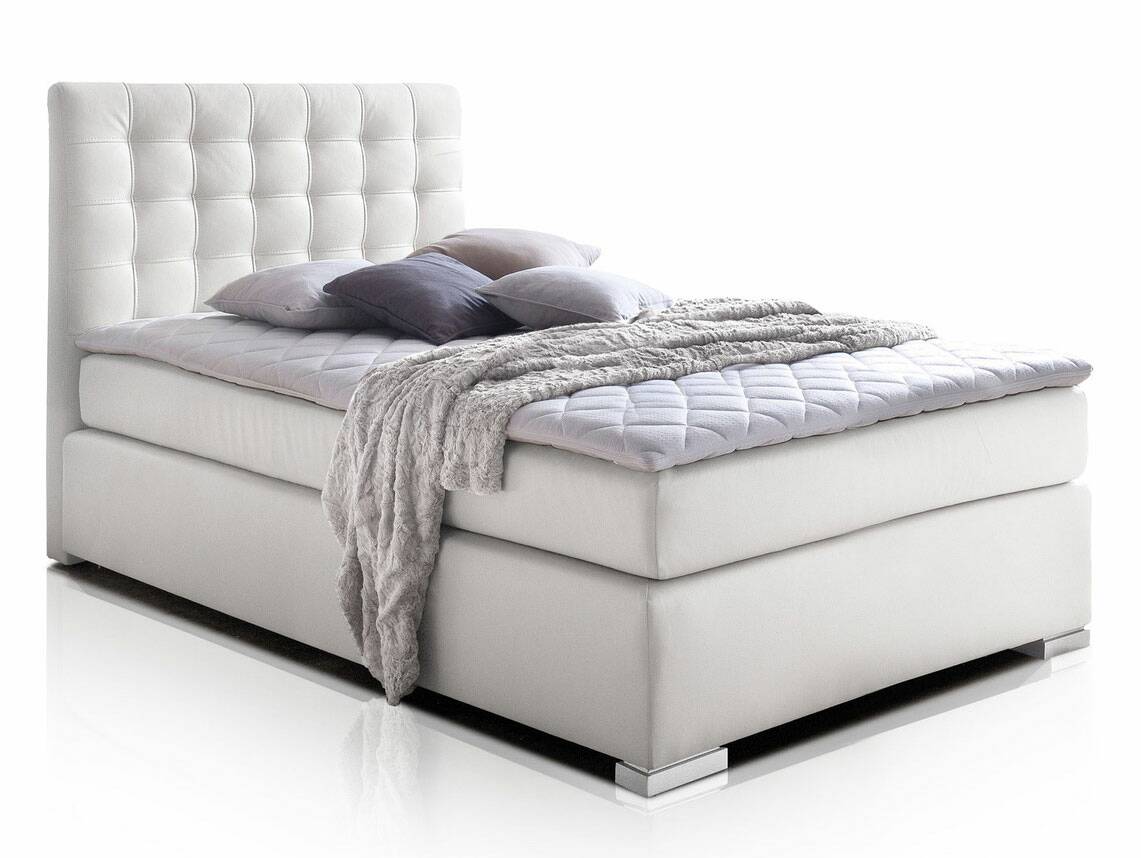ISABELL Boxspringbett 90 x 200 cm | weiss | Härtegrad 4