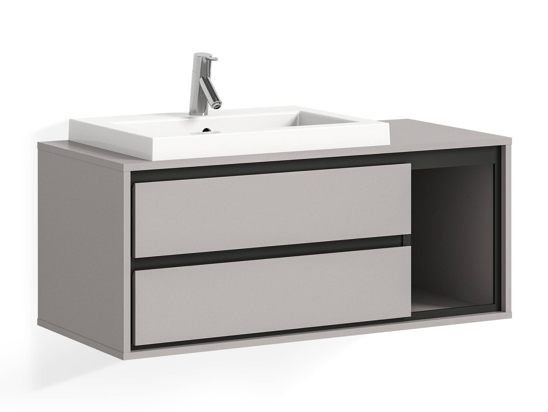 JOSSI Waschtisch inkl. Becken, Material Dekorspanplatte, Grau/Schwarz 