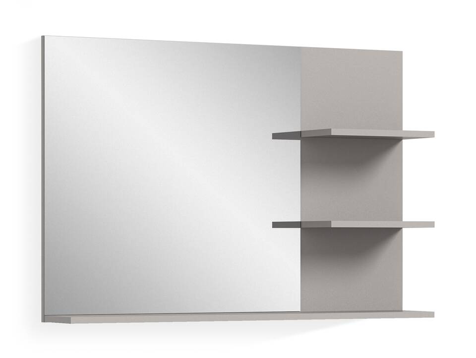 JOSSI Badspiegel mit Regal, Material Dekorspanplatte, Grau 