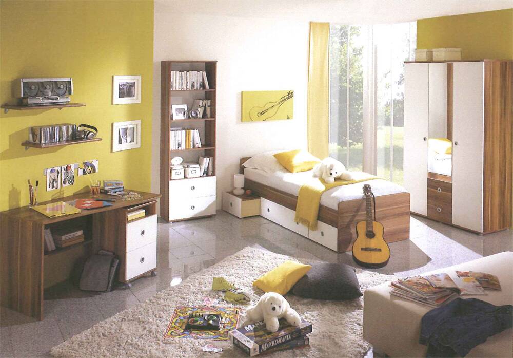 TINA Komplettes Jugendzimmer/Kinderzimmer Walnuss/weiss 