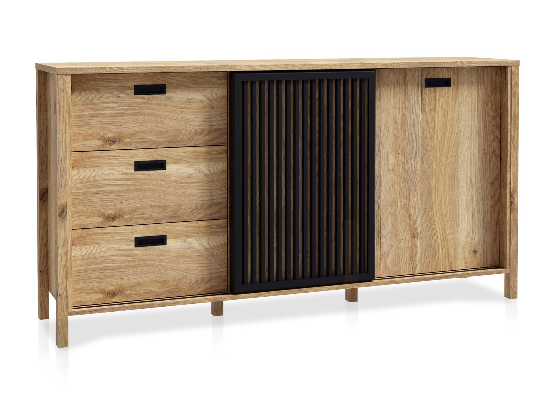 JACCO Sideboard, Material Spanplatte, Mauvella Eiche Nachbildung/schwarz 