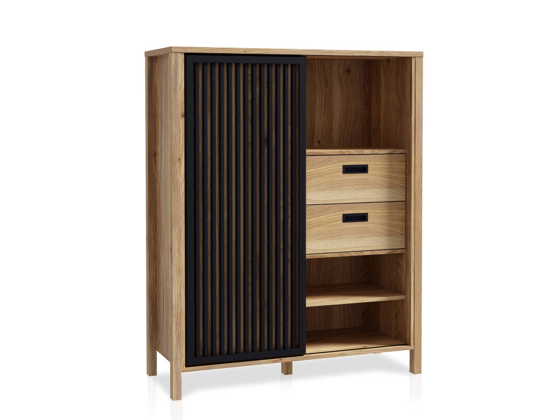 JACCO Highboard I, Material Spanplatte, Mauvella Eiche Nachbildung/schwarz 