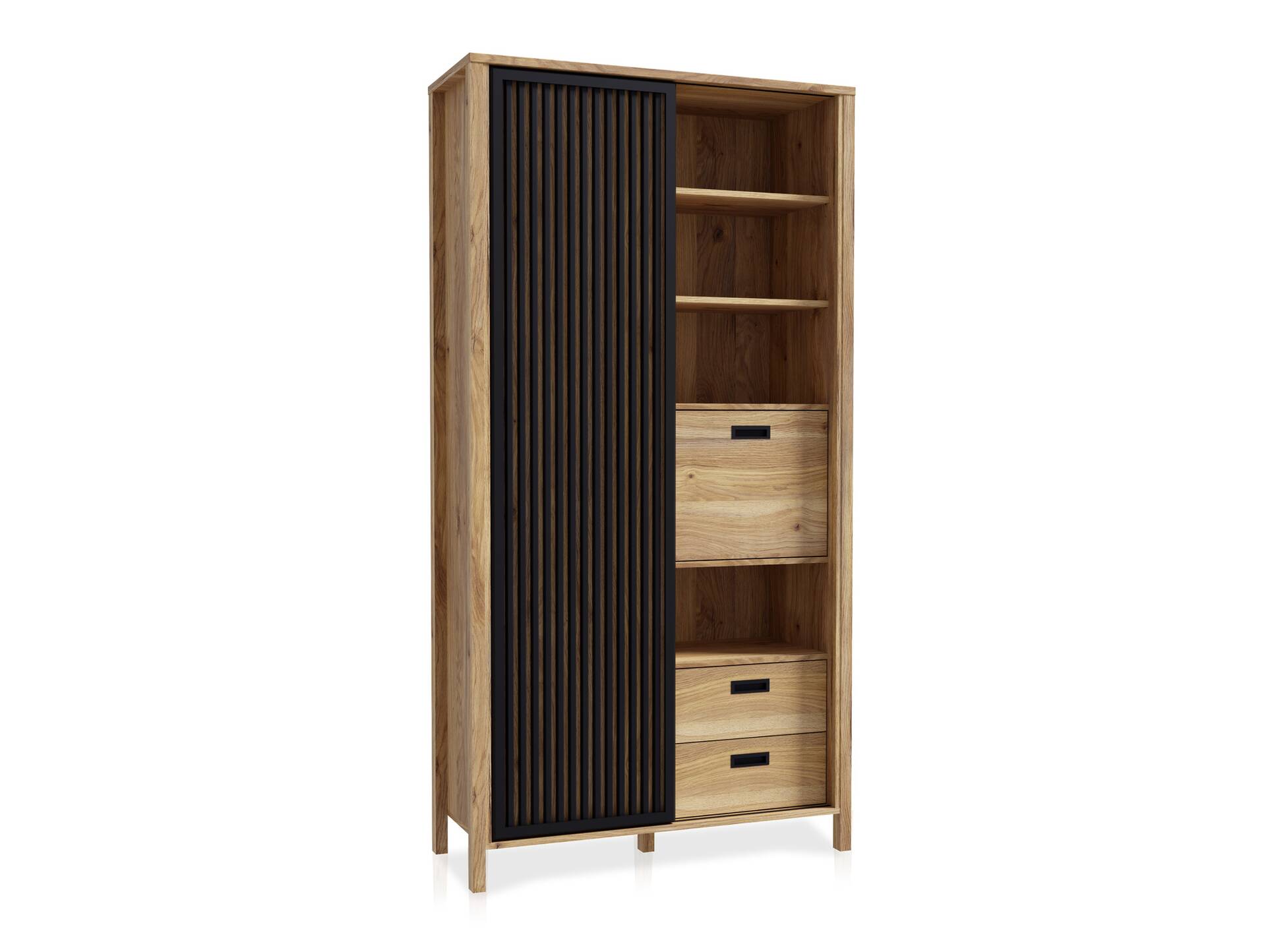 JACCO Highboard III, Material Spanplatte, Mauvella Eiche Nachbildung/schwarz 