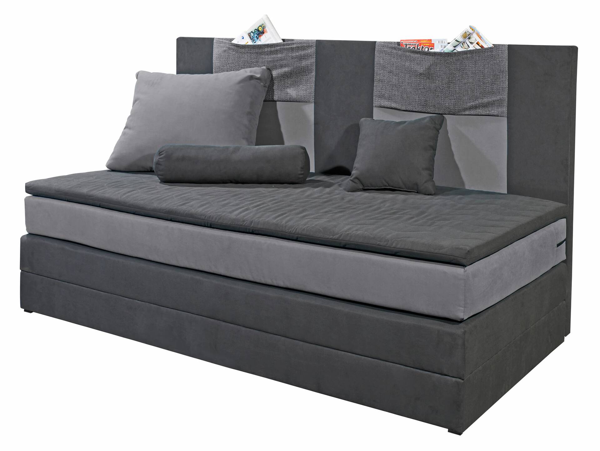 KOOPY Boxspringbett 90x200 cm schwarz/grau