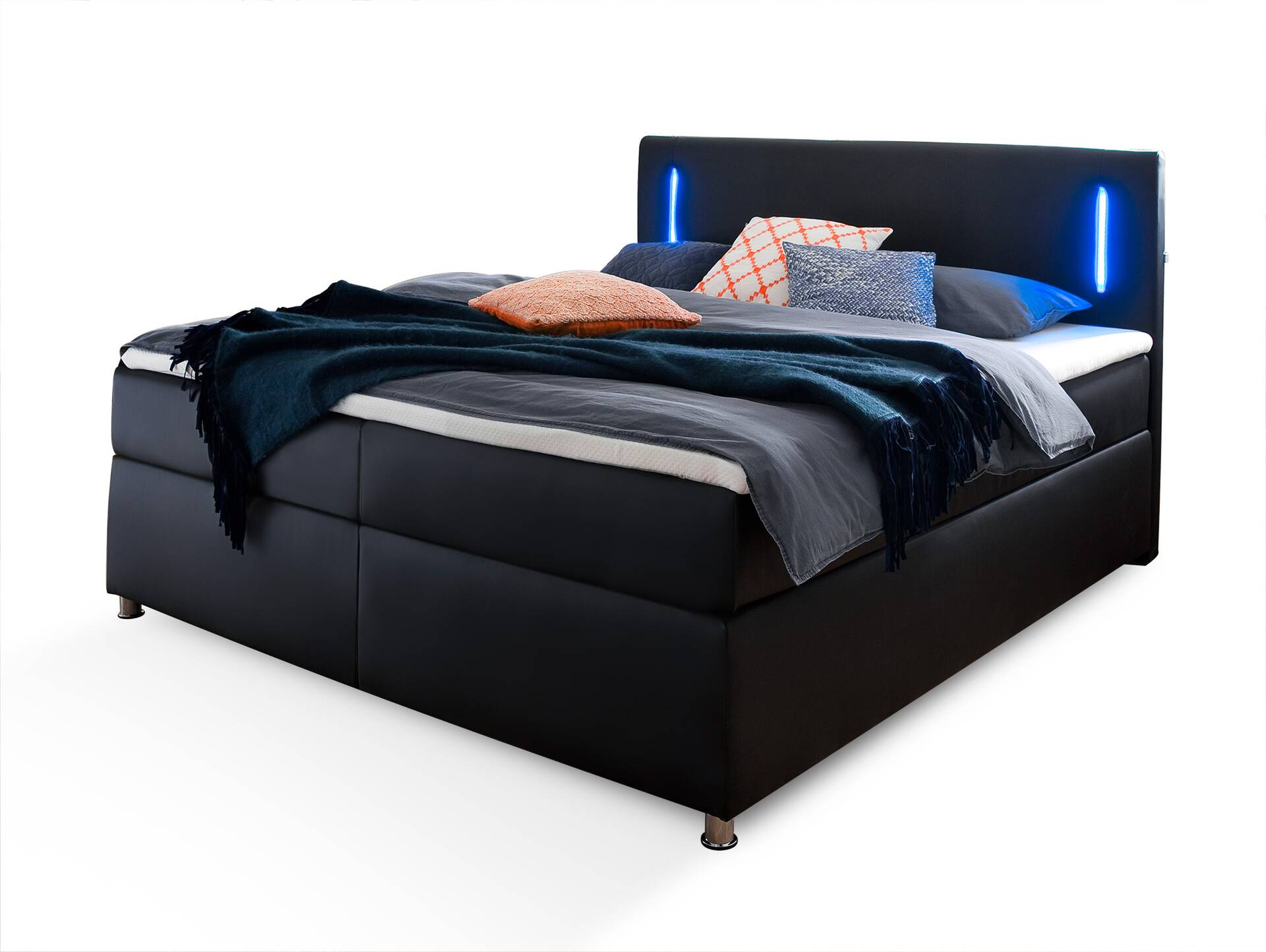 LEMMY  Boxspringbett inklusive LED-Beleuchtung, Material Kunstleder 