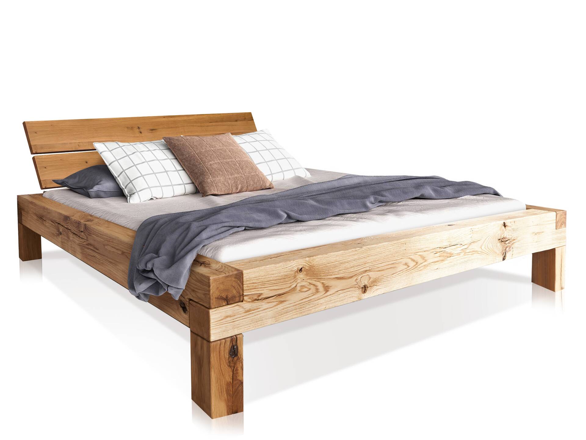 LIAS Massivholzbett mit Kopfteil, Matetrial Massivholz, Eiche geölt 180 x 200 cm