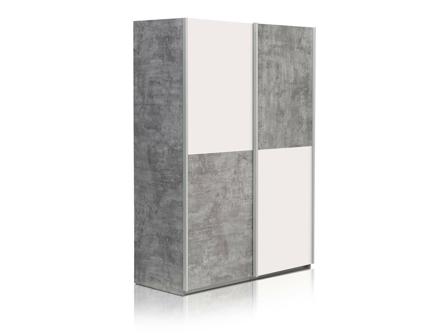 LILLY Schiebetürenschrank 120 cm, Material Dekorspanplatte, betongrau/weiss 