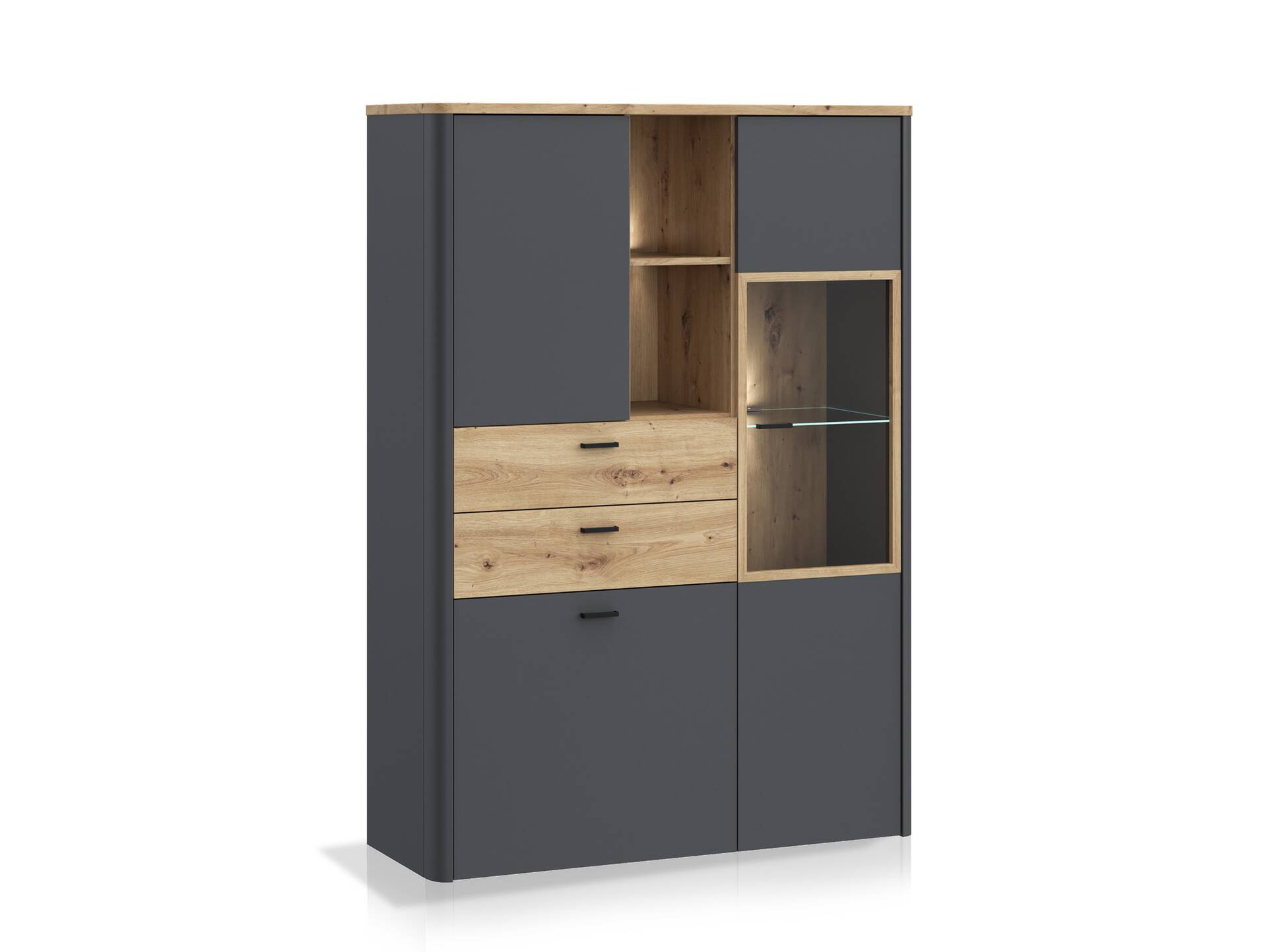 LORDANA Highboard, Material Spanplatte, Artisan Eiche Nachbildung/grau 