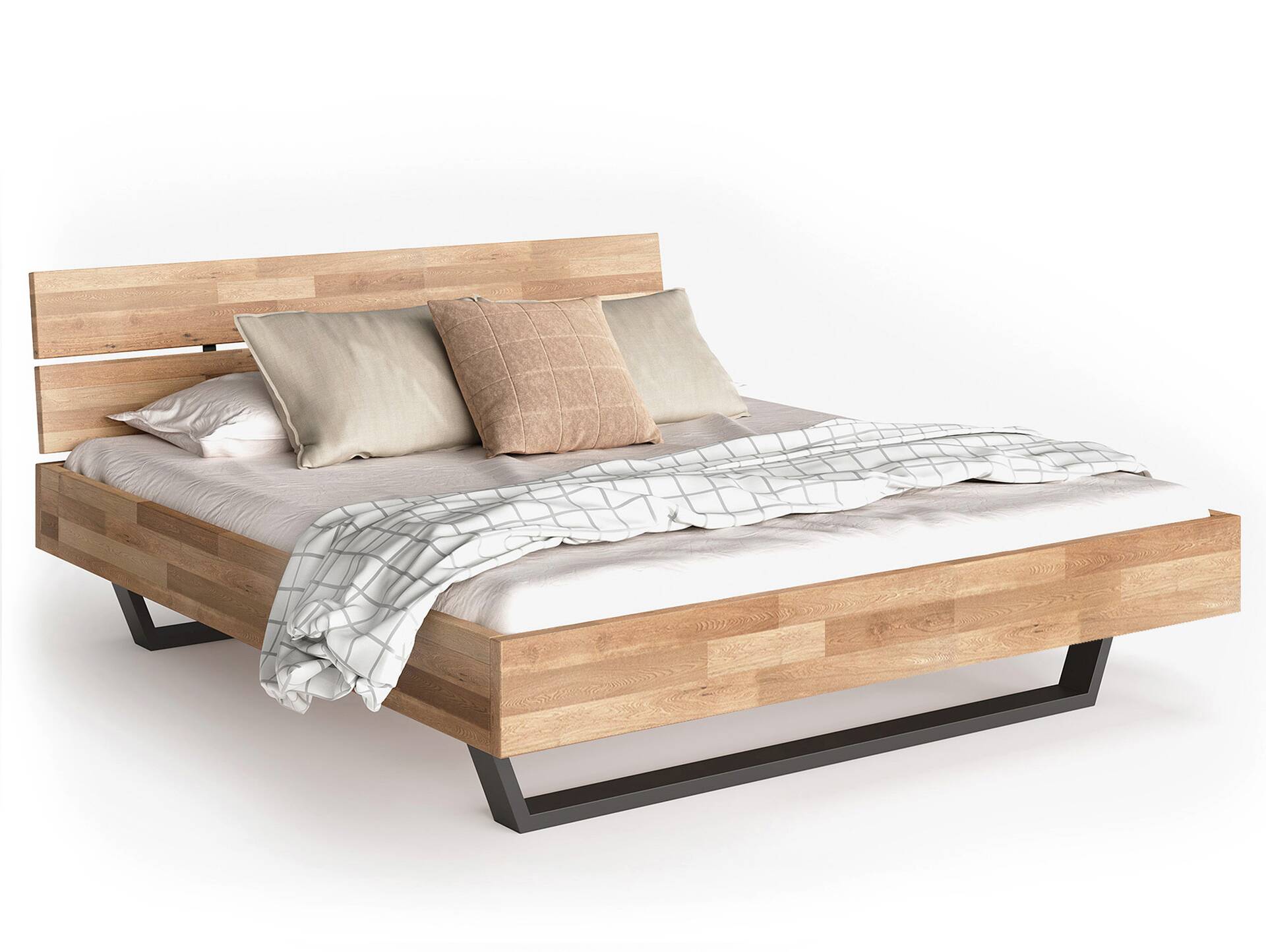 LÖWEN Kufenbett mit Kopfteil, Material Massivholz 140 x 220 cm | Wildeiche geölt