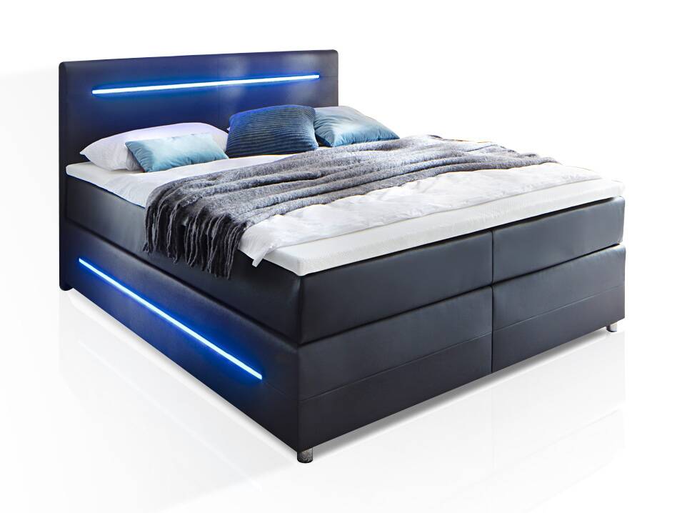 LONNI Boxspringbett inklusive LED Beleuchtung, Material Kunstleder 