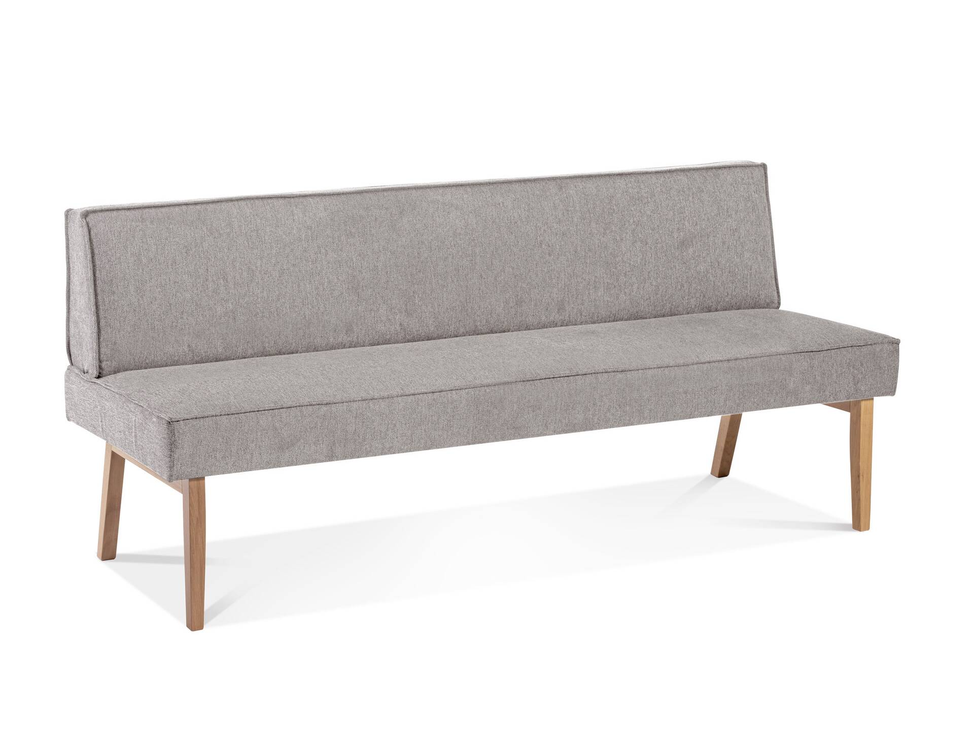 LORAN Polsterbank/Küchenbank ohne Armlehnen, Material Massivholz Eiche, Stoffbezug in 2 Farben erhältlich 200 cm | Grau