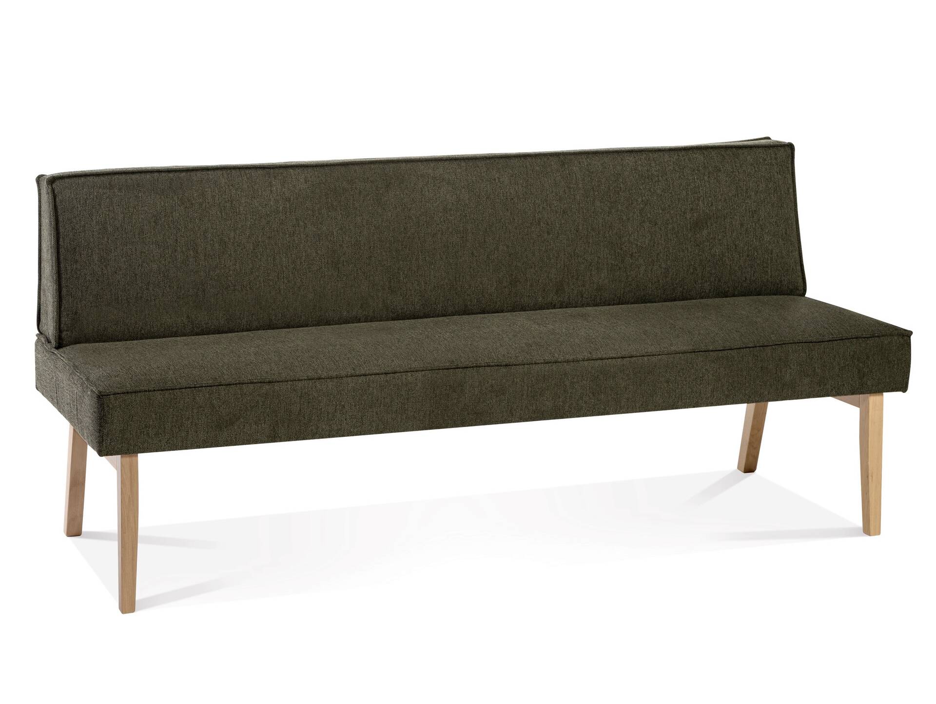 LORAN Polsterbank/Küchenbank ohne Armlehnen, Material Massivholz Eiche, Stoffbezug in 2 Farben erhältlich 200 cm | Olivgrün